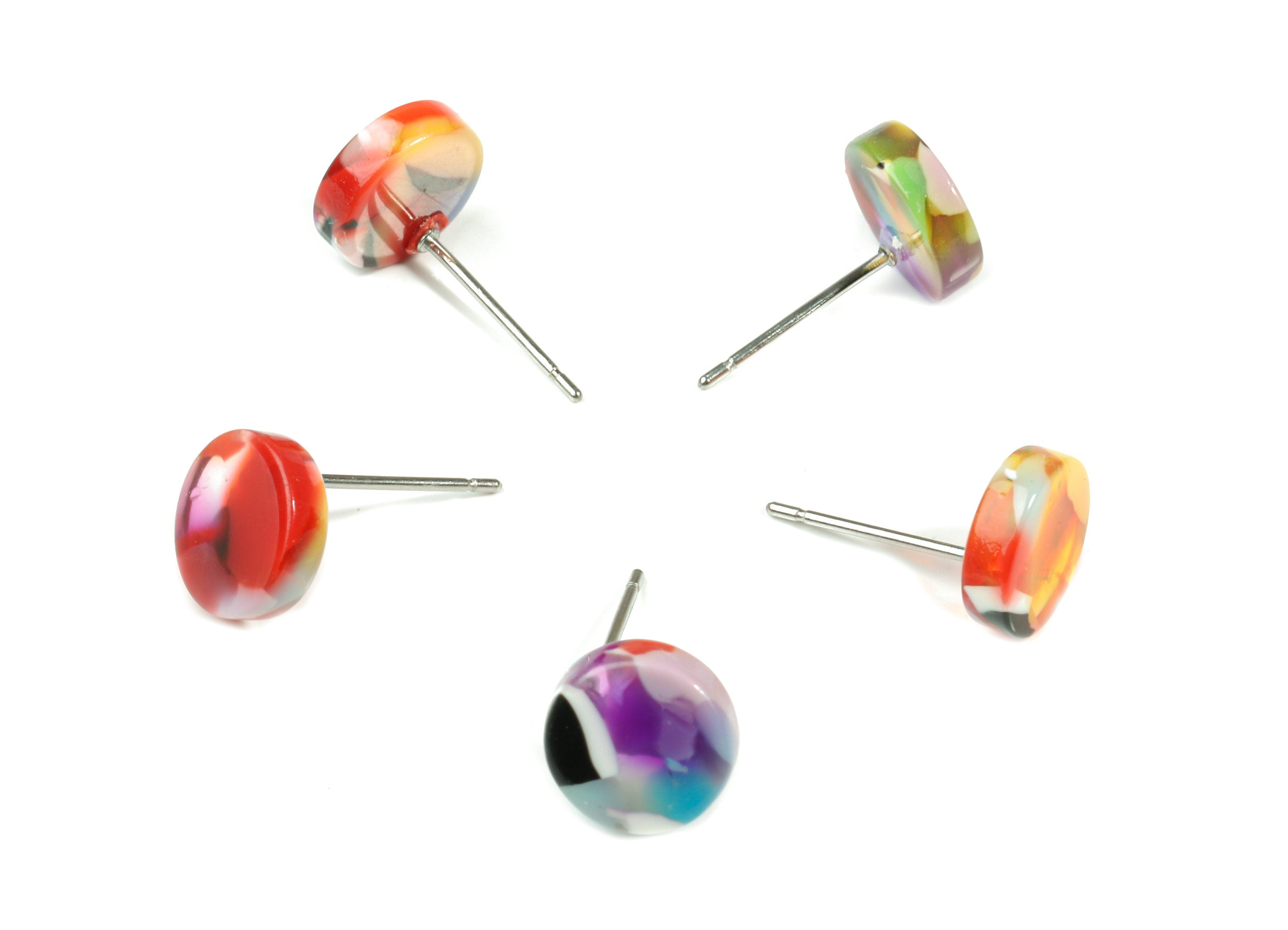 Acetate Mini Round Earring Stud - Circle Earring Post - Earring Post - Jewelry Supplies - Color Code: A21 - 8.73x8.73x2.65mm - AC1715-A21 - DOMEDBAZAAR