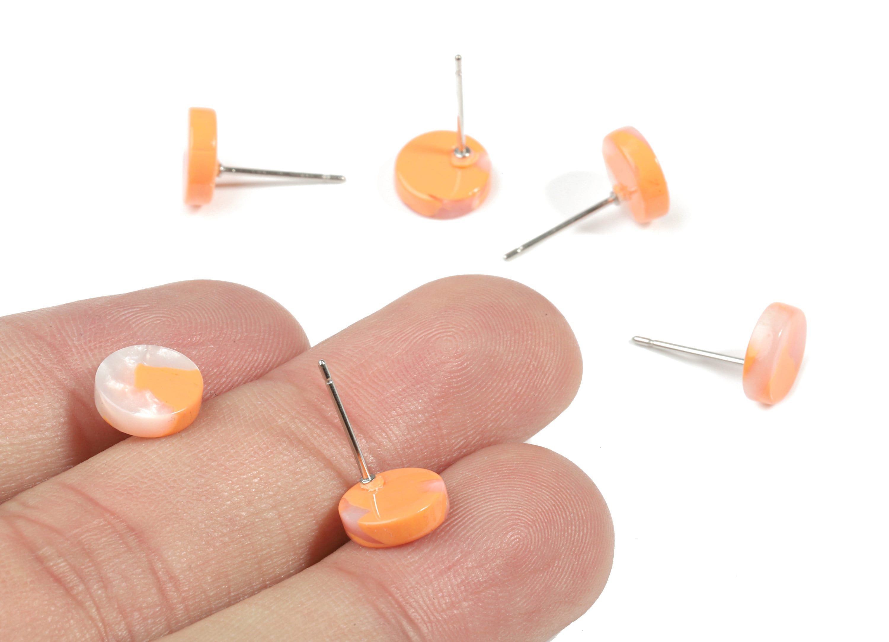 Acetate Mini Round Earring Stud - Circle Earring Post - Earring Post - Jewelry Supplies - Color Code: A39 - 8.66x8.66x2.67mm - AC1715-A39 - DOMEDBAZAAR
