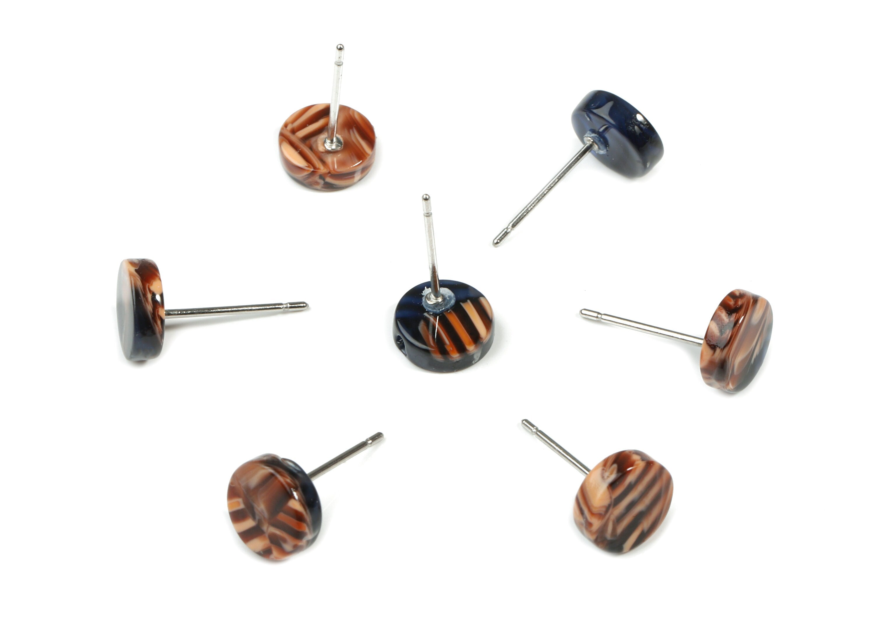 Acetate Mini Round Earring Stud - Circle Earring Post - Earring Post - Jewelry Supplies - Color Code: A104 - 7.71x7.71x2.54mm - AC1715-A104 - DOMEDBAZAAR