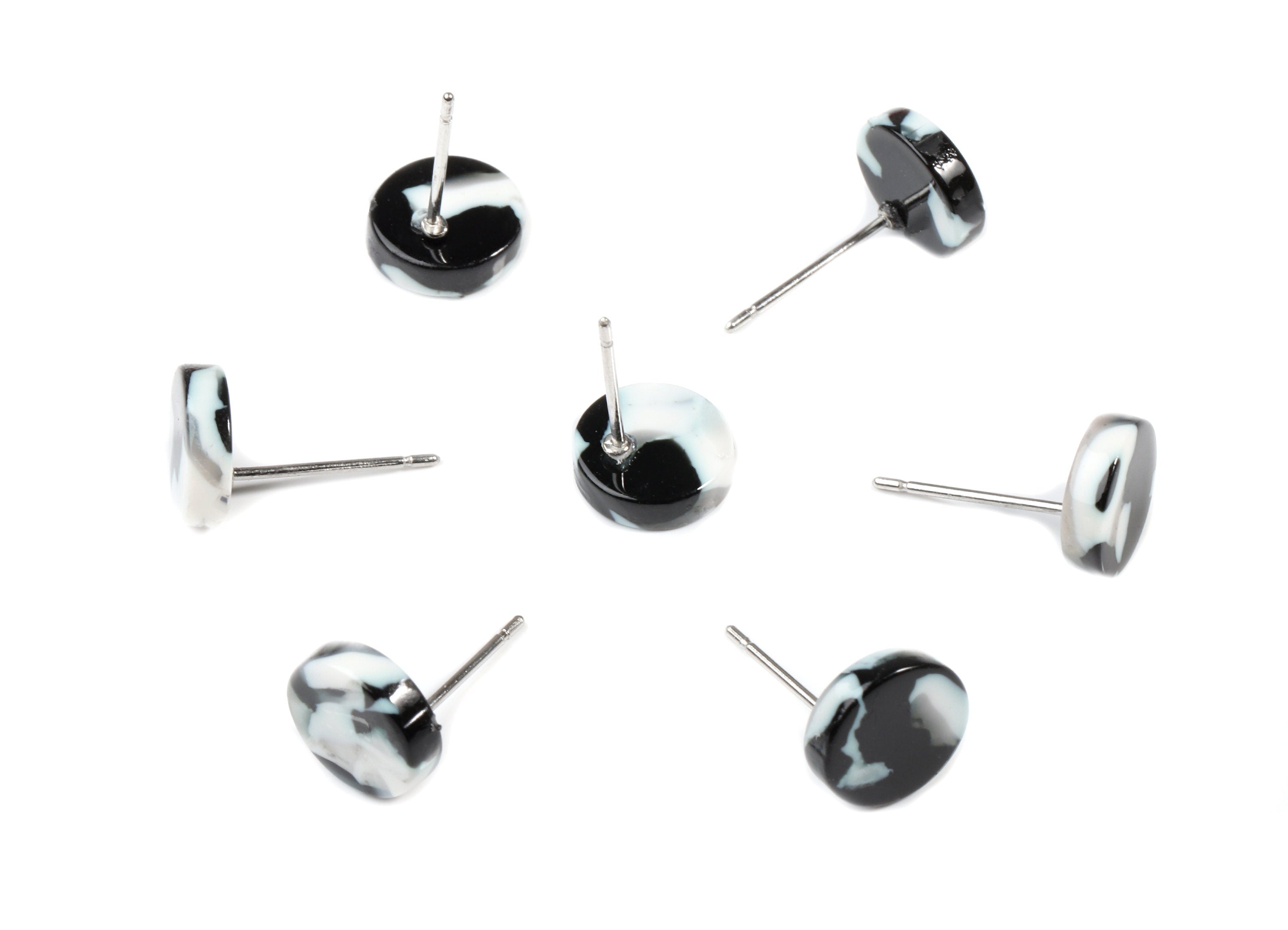 Acetate Mini Round Earring Stud - Circle Earring Post - Earring Post - Jewelry Supplies - Color Code: A17 - 8.62x8.62x2.52mm - AC1715-A17 - DOMEDBAZAAR