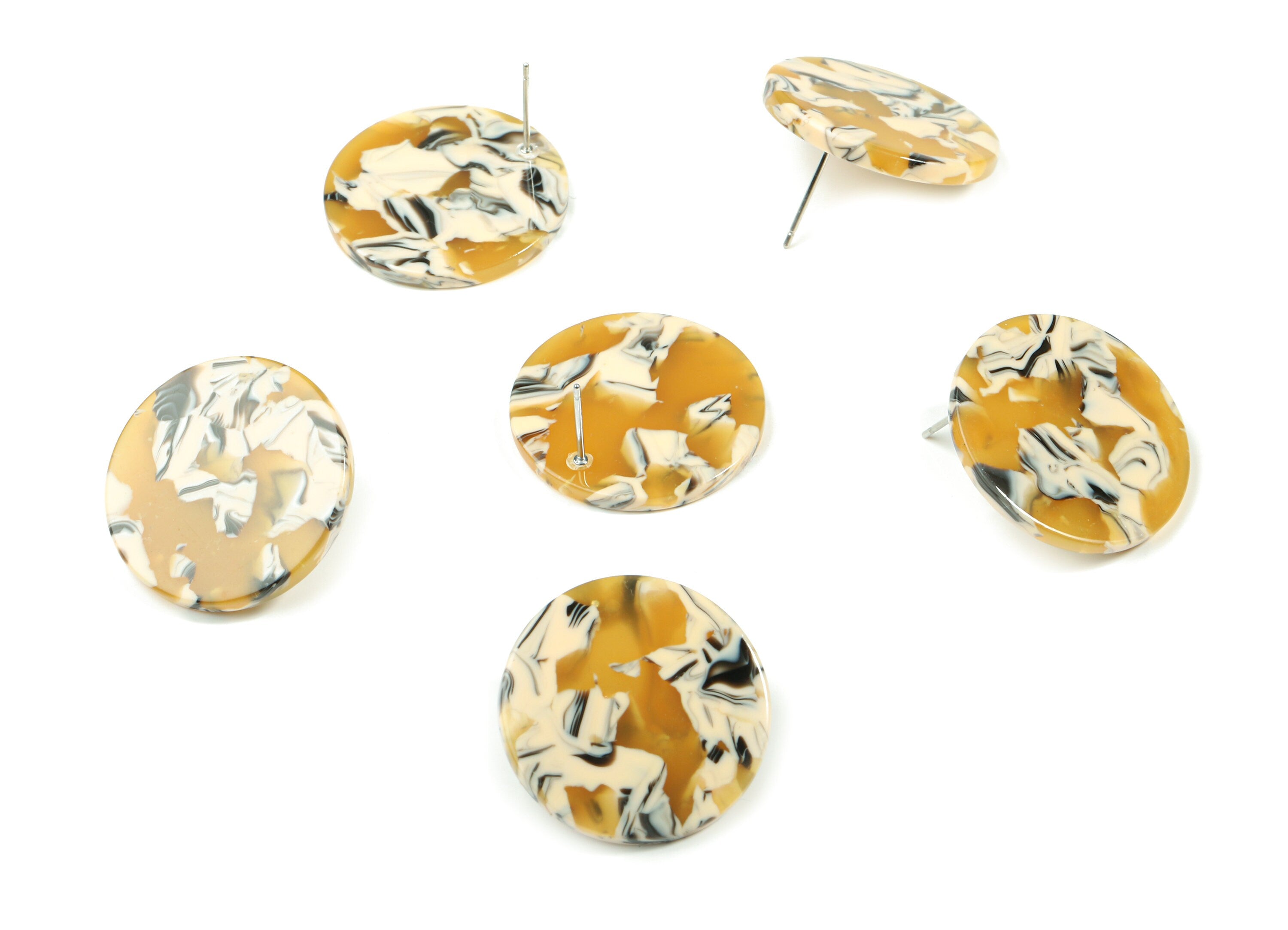 Acetate Round Earring Stud - Circle Earring Post - Earring Post - Jewelry Supplies - Color Code: A14- 24.77x24.77x2.54mm - AC1813-A14 - DOMEDBAZAAR