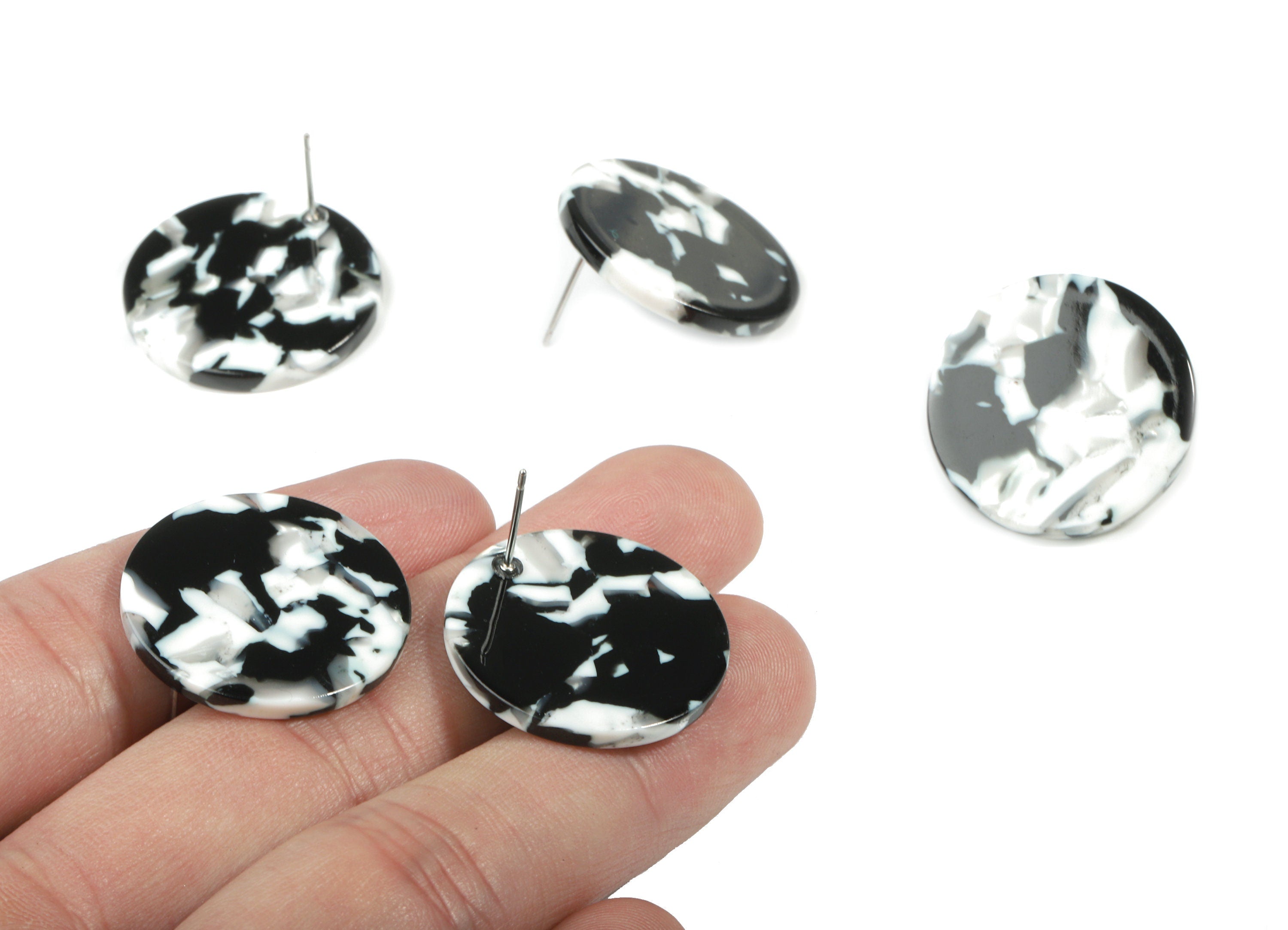 Acetate Round Earring Stud - Circle Earring Post - Earring Post - Jewelry Supplies - Color Code: A17- 24.61x24.61x2.47mm - AC1813-A17 - DOMEDBAZAAR