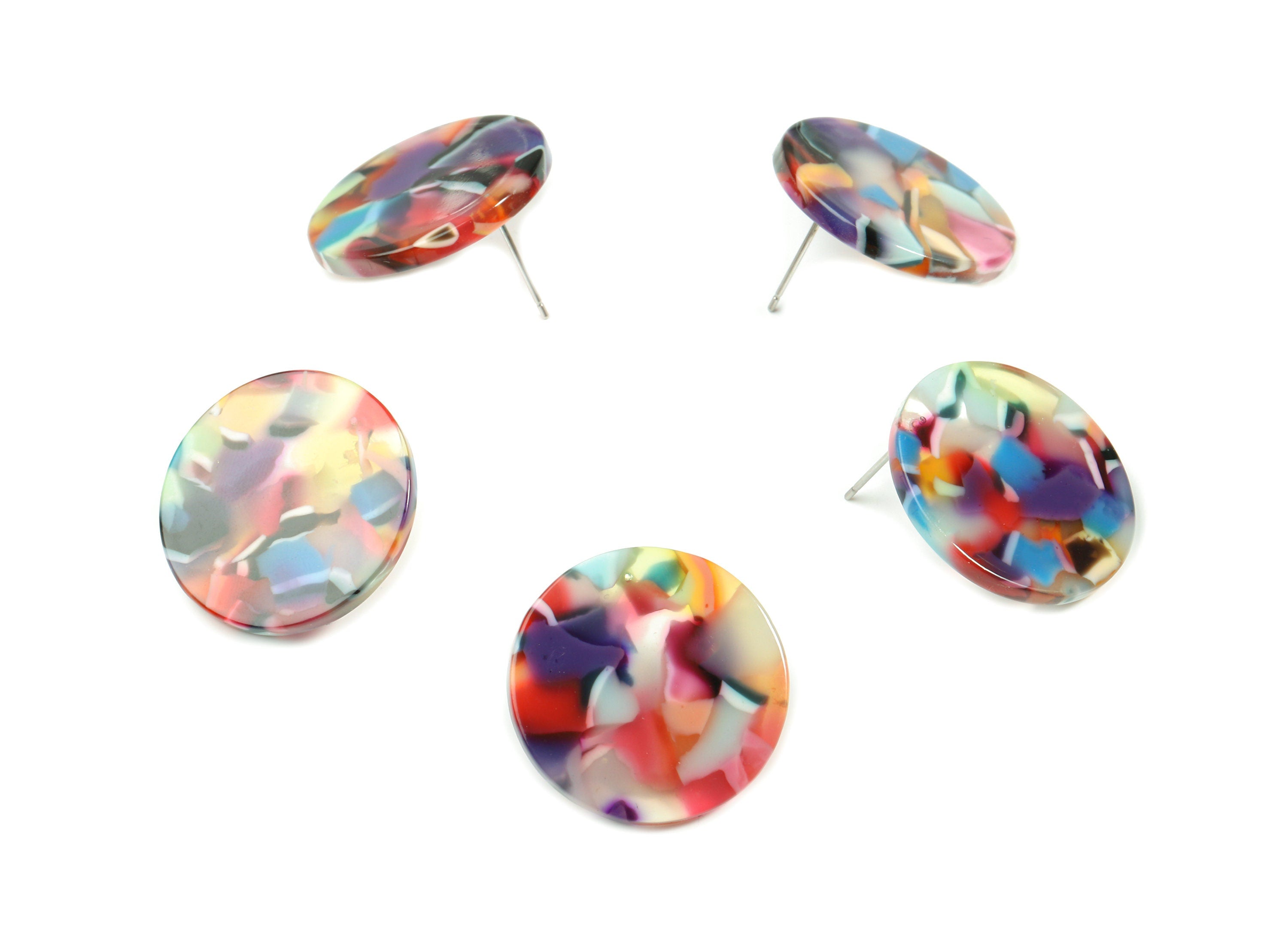 Acetate Round Earring St ud- Circle Earring Post - Earring Post - Jewelry Supplies - Color Code: A21- 24.78x24.78x2.63mm - AC1813-A21 - DOMEDBAZAAR