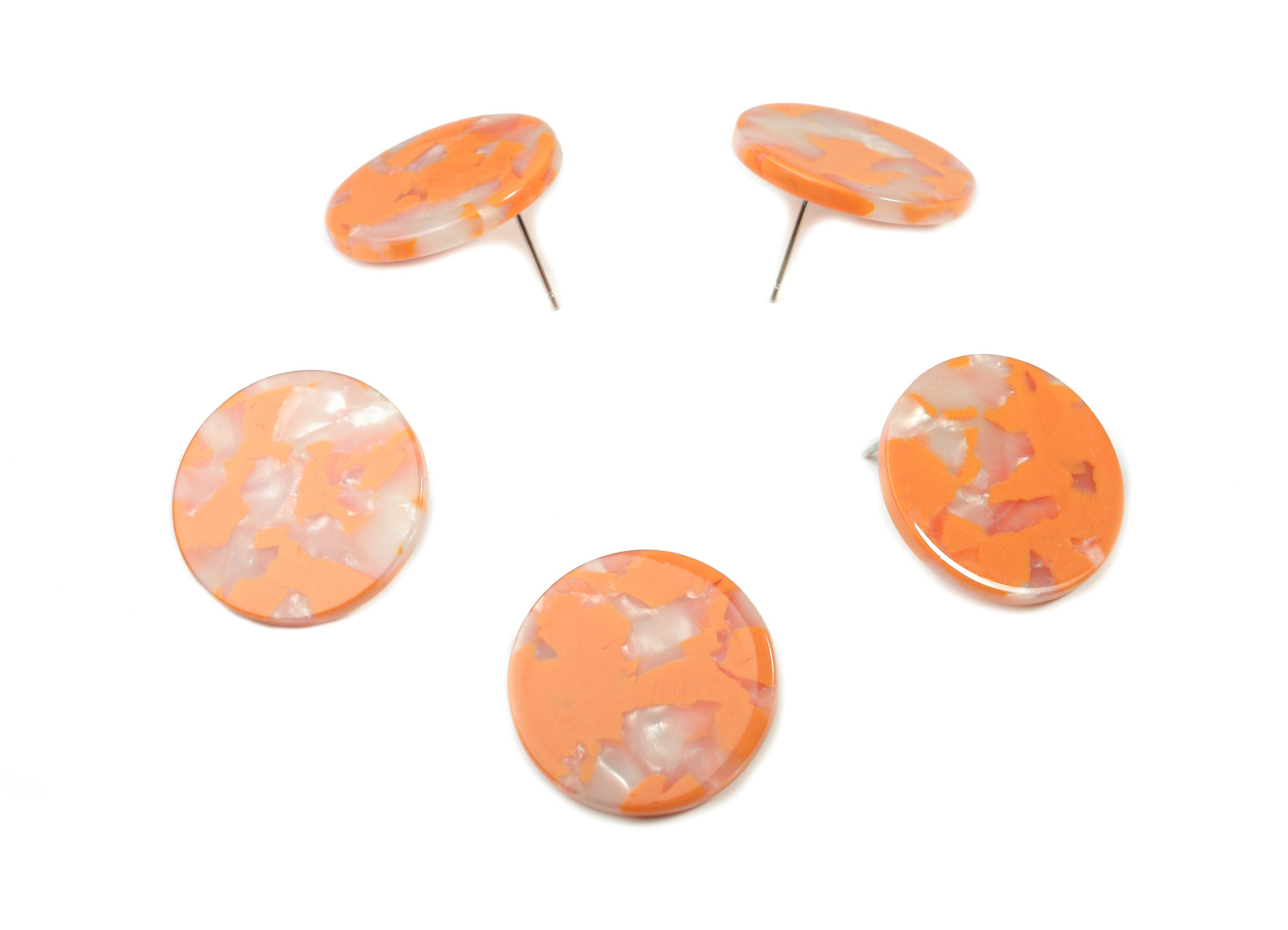 Acetate Round Earring Stud - Circle Earring Post - Earring Post - Jewelry Supplies - Color Code: A39 - 24.73x24.73x2.79mm - AC1813-A39 - DOMEDBAZAAR