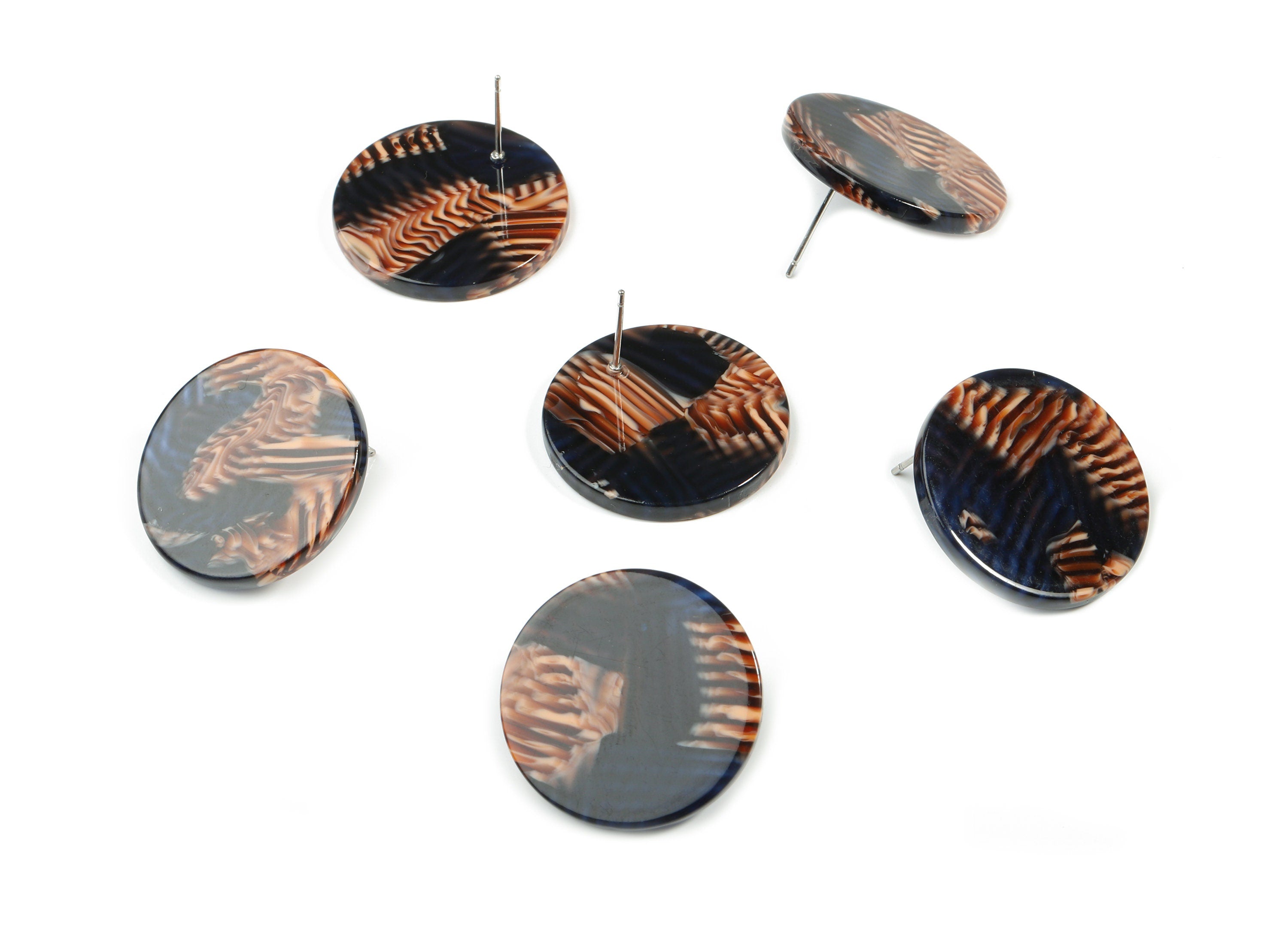 Acetate Round Earring Stud - Circle Earring Post - Earring Post - Jewelry Supplies - Color Code: A104 - 24.72x24.72x2.59mm - AC1813-A104 - DOMEDBAZAAR