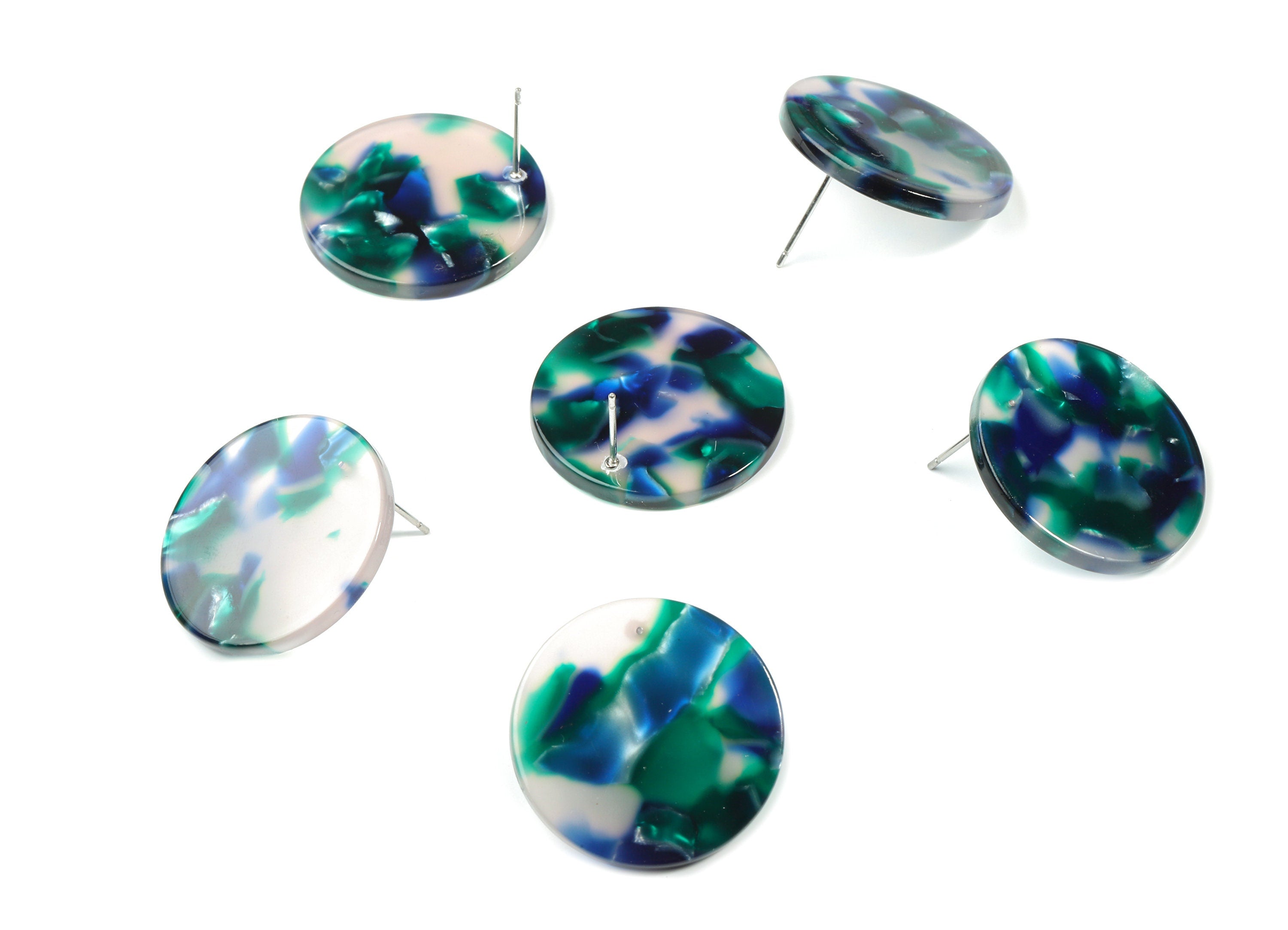 Acetate Round Earring Stud - Circle Earring Post - Earring Post - Jewelry Supplies - Color Code: A18 - 24.74x24.74x2.45mm - AC1813-A18 - DOMEDBAZAAR