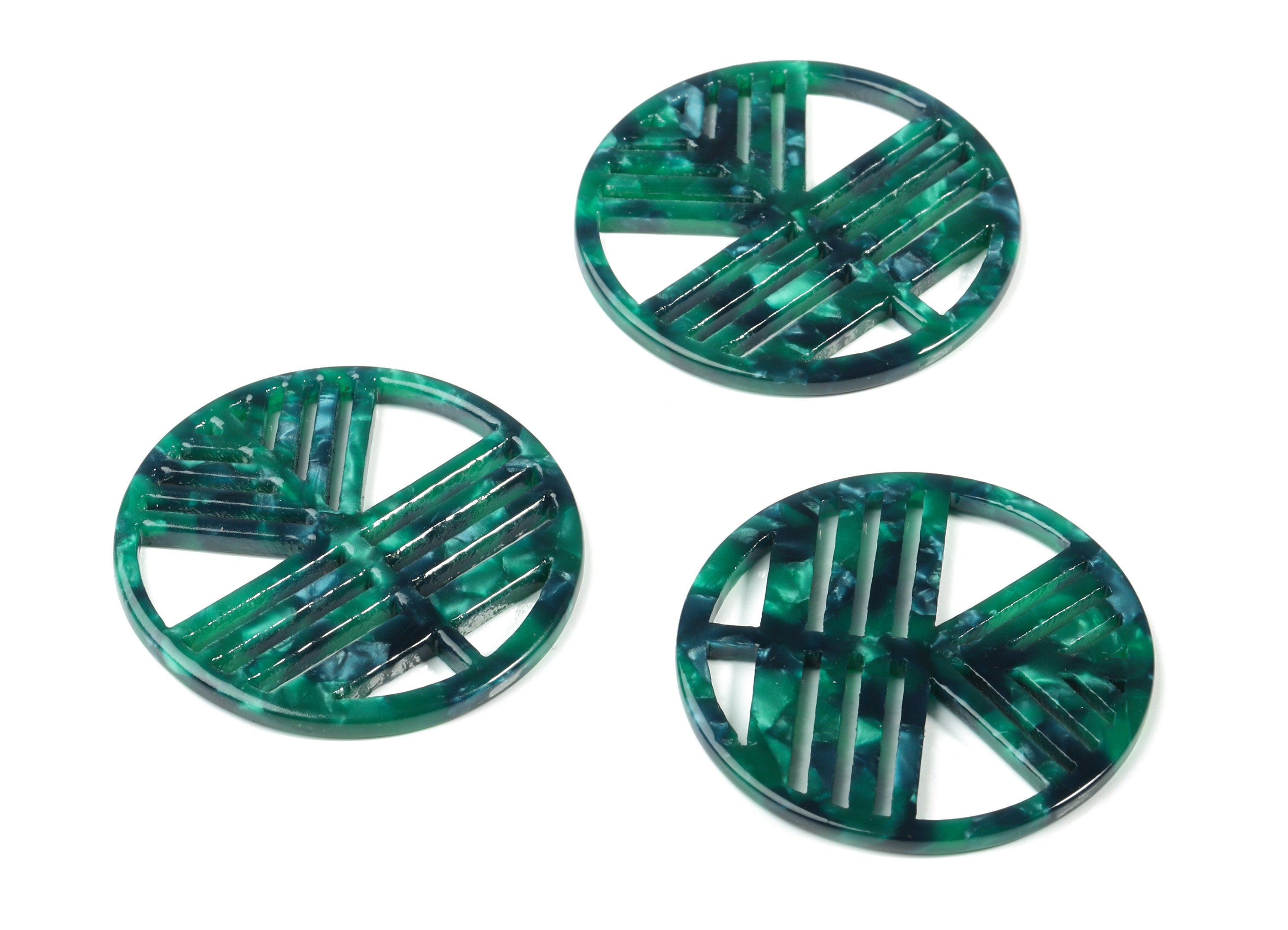 Acetate Geometric Charms - Round Earring Charm - Earring Findings - Jewelry Supplies - Color Code:A13 - 39.58x39.58x2.84mm - AC1820-A13 - DOMEDBAZAAR