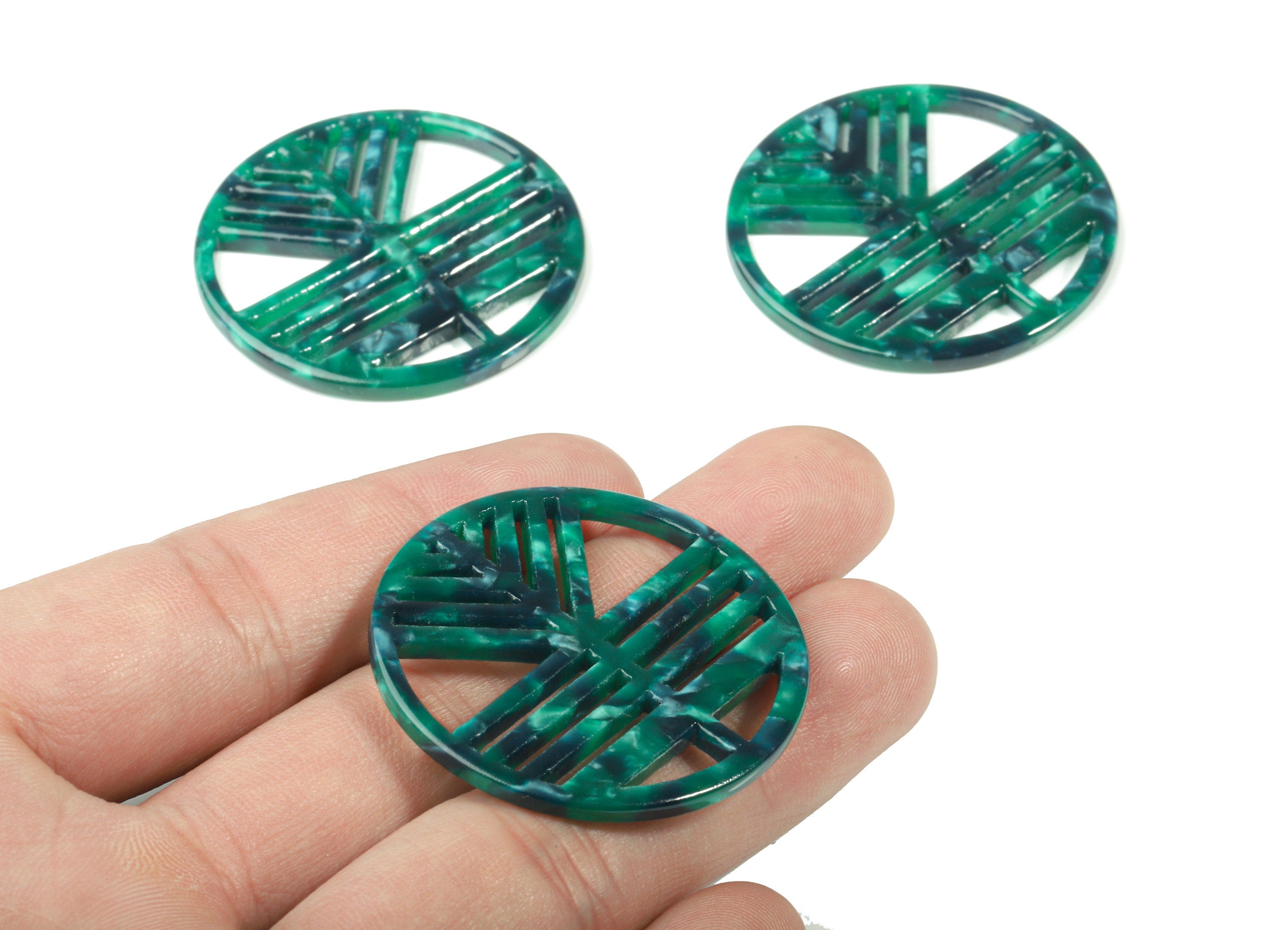 Acetate Geometric Charms - Round Earring Charm - Earring Findings - Jewelry Supplies - Color Code:A13 - 39.58x39.58x2.84mm - AC1820-A13 - DOMEDBAZAAR