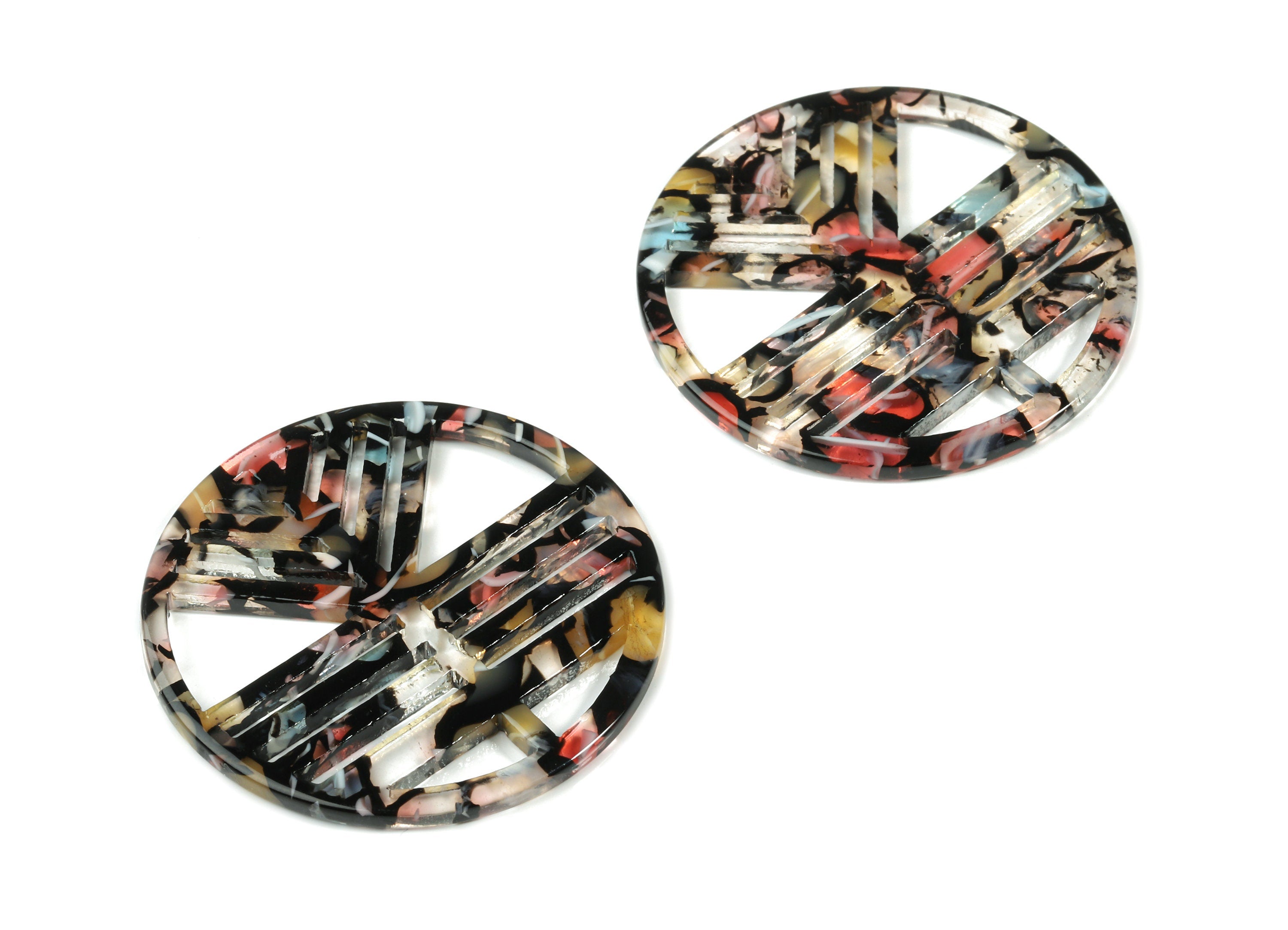 Acetate Geometric Charms - Round Earring Charm - Earring Findings - Jewelry Supplies - Color Code:A343 - 39.42x39.42x2.6mm - AC1820-A343 - DOMEDBAZAAR