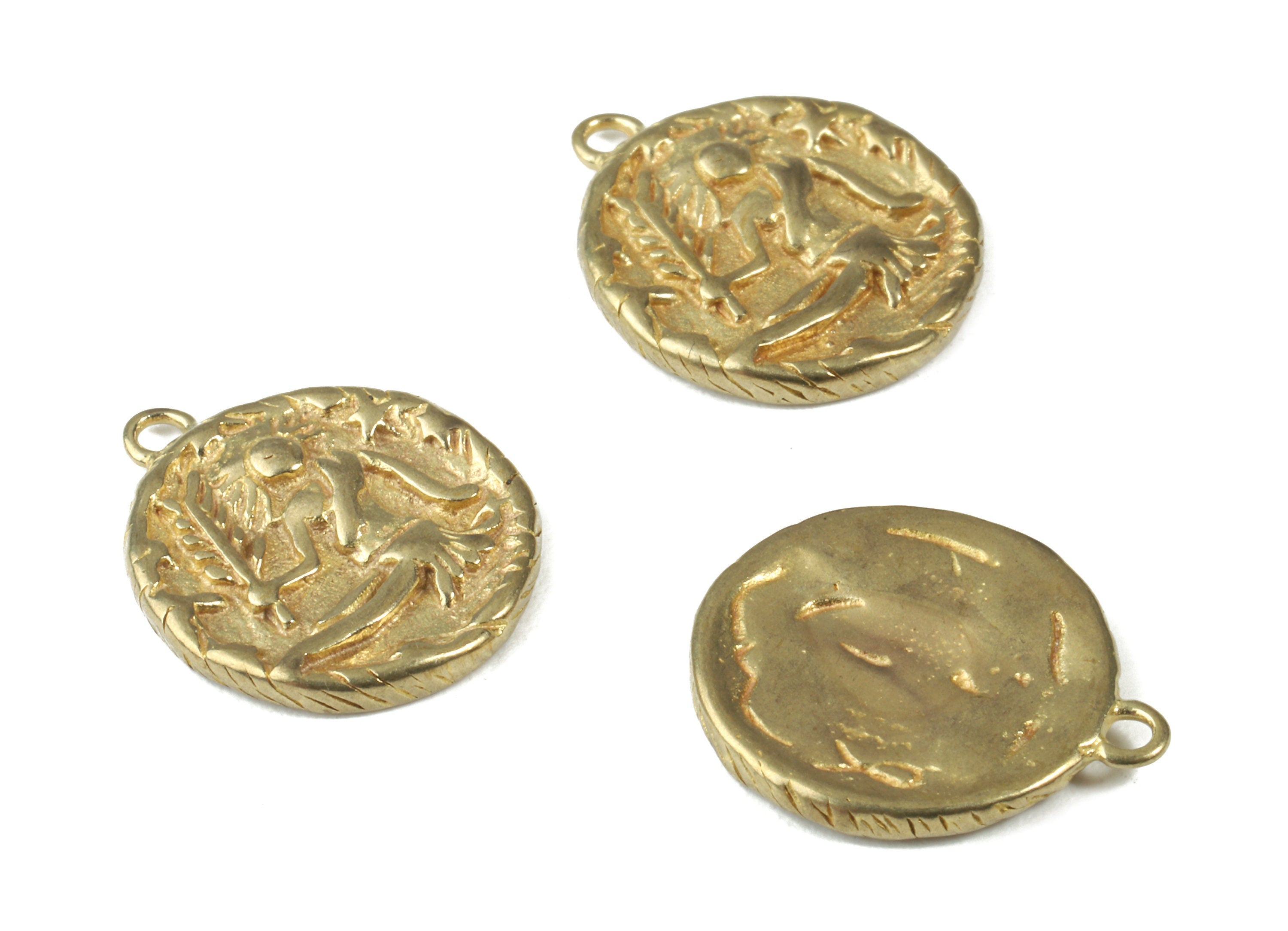 Brass Virgo Earring Charms - Raw Brass Horoscopes Pendant and Necklace - Earring Findings - Jewelry Supplies - 16.59x14.39x2.25mm - PP2985 - DOMEDBAZAAR