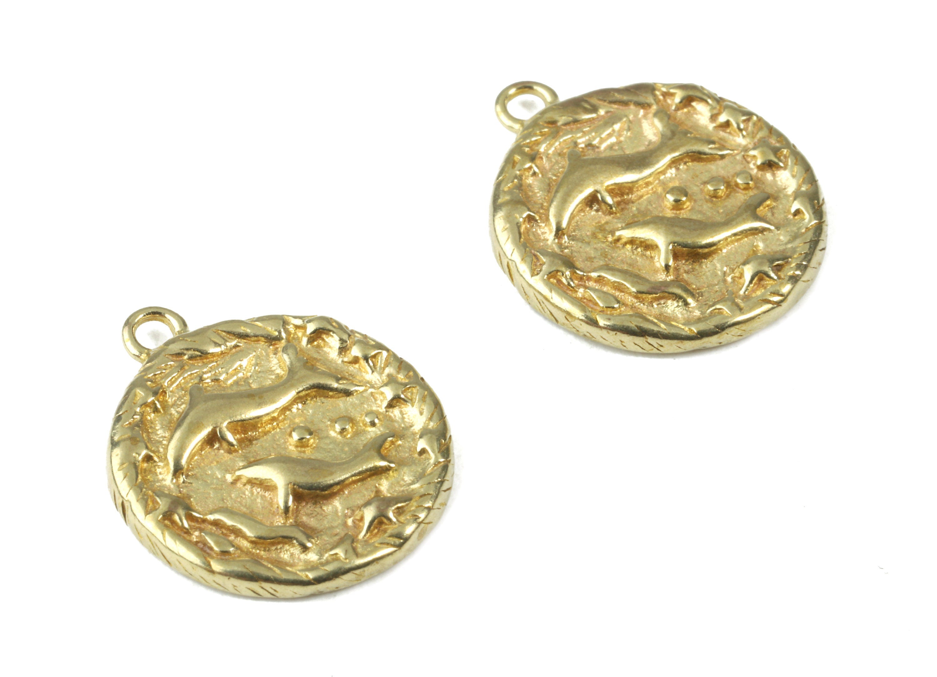 Brass Pisces Earring Charms - Raw Brass Horoscopes Pendant and Necklace - Earring Findings - Jewelry Supplies - 16.59x14.39x2.25mm - PP2991 - DOMEDBAZAAR