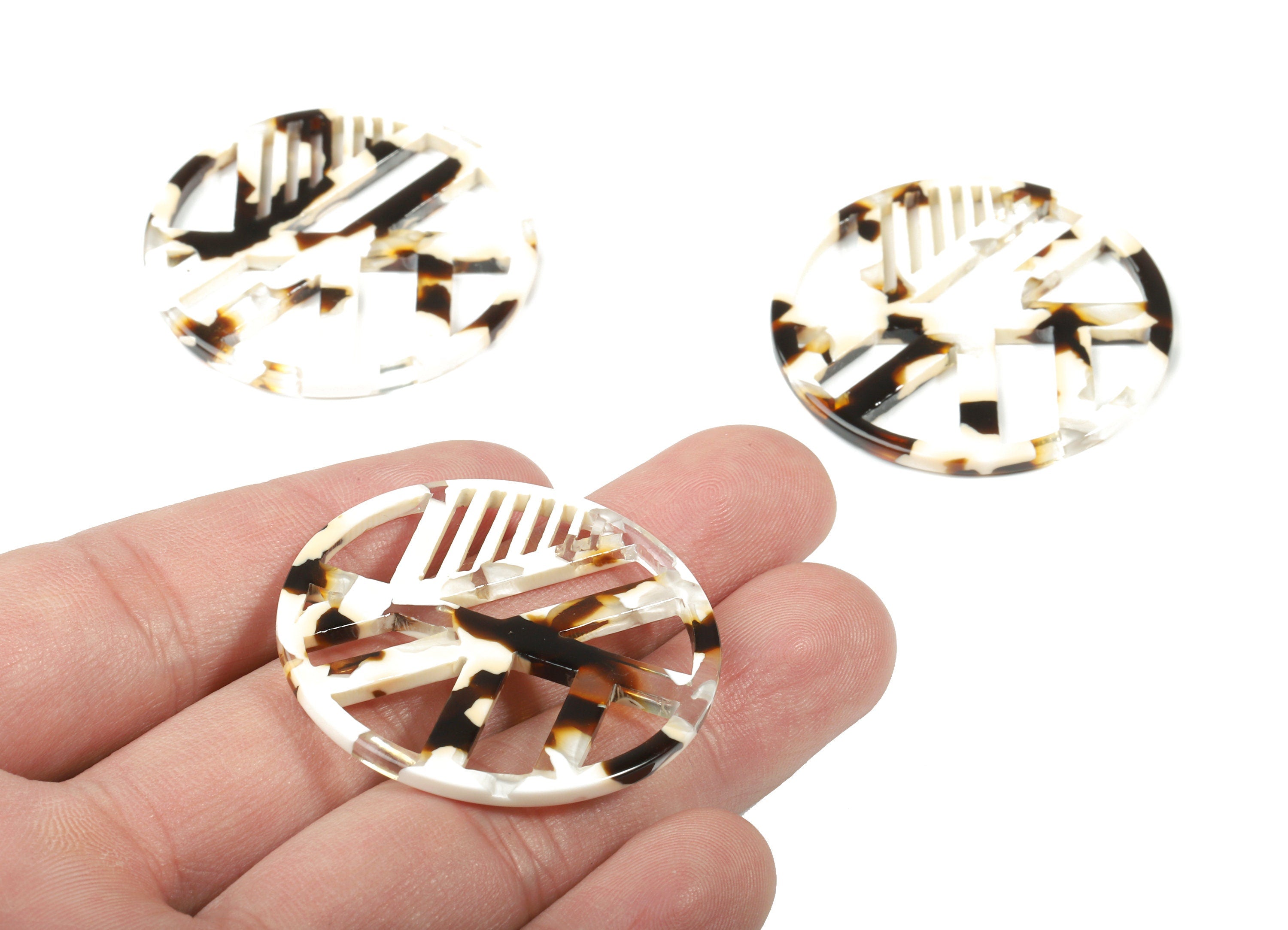 Acetate Geometric Charms - Round Earring Charm - Earring Findings - Jewelry Supplies - Color Code:A257 - 39.32x39.32x2.56mm - AC1819-A257 - DOMEDBAZAAR