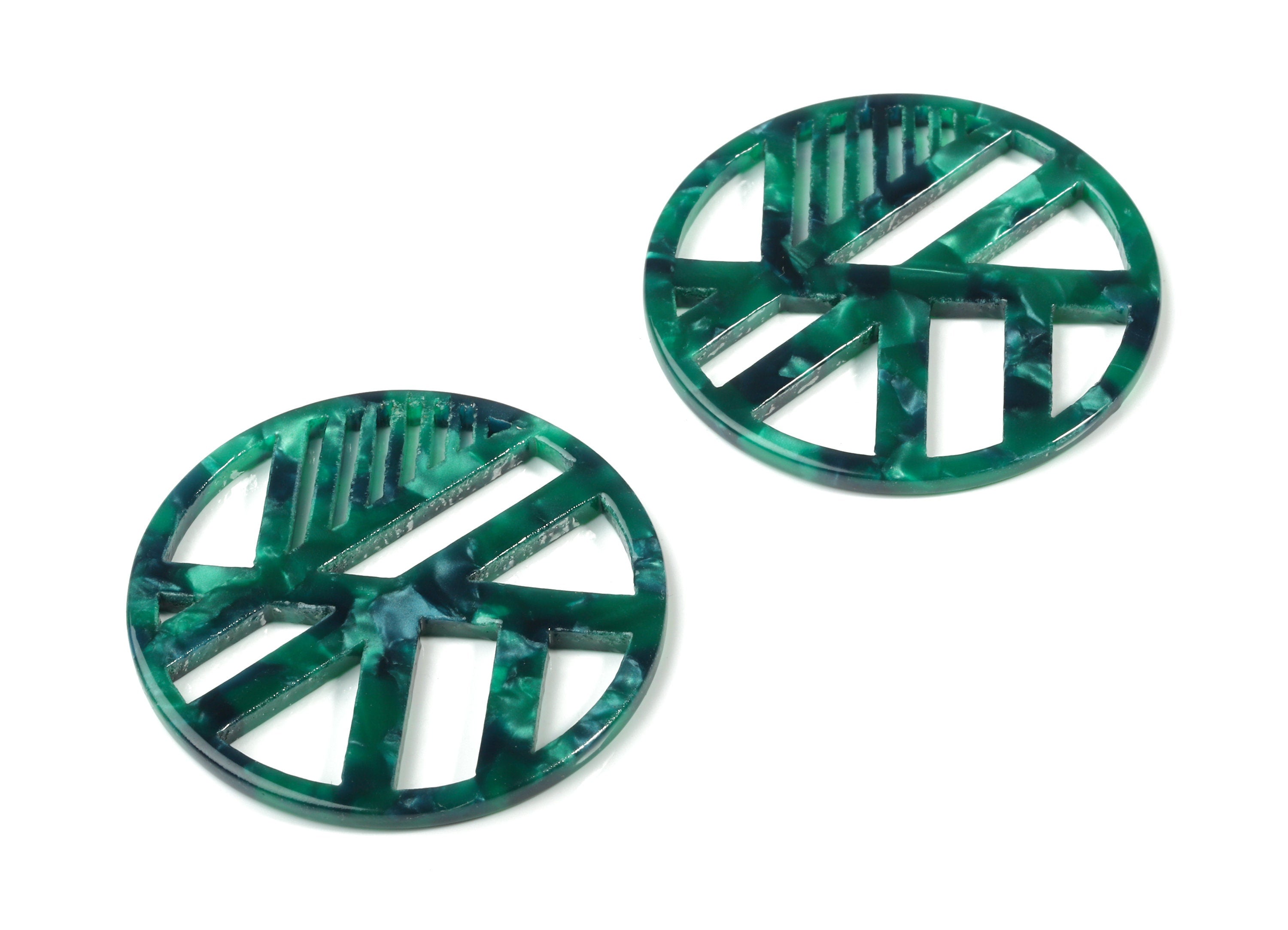 Acetate Geometric Charms - Round Earring Charm - Earring Findings - Jewelry Supplies - Color Code:A13 - 39.46x39.46x2.59mm - AC1819-A13 - DOMEDBAZAAR