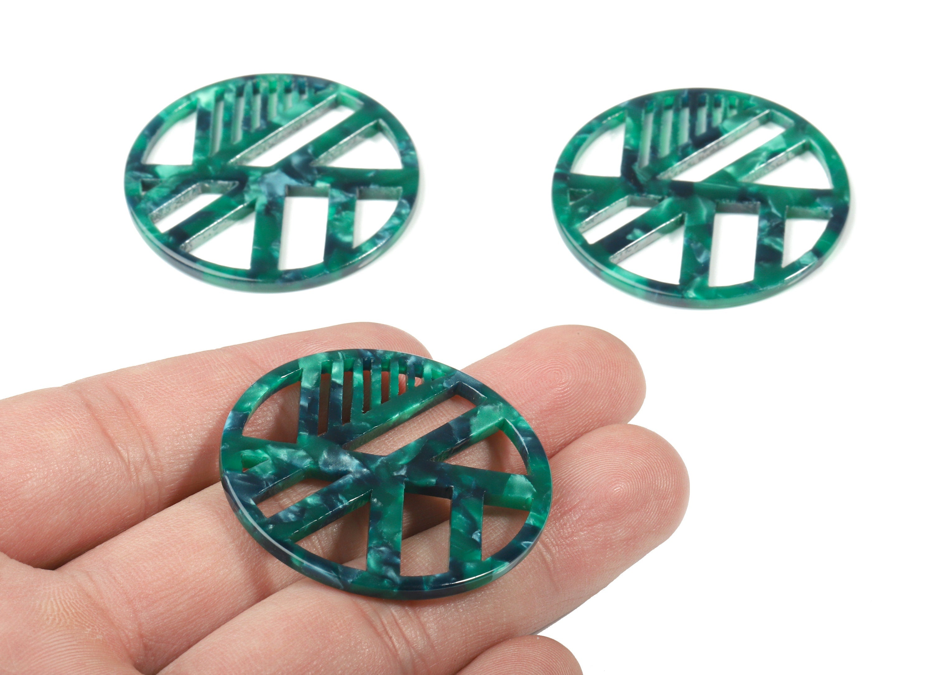 Acetate Geometric Charms - Round Earring Charm - Earring Findings - Jewelry Supplies - Color Code:A13 - 39.46x39.46x2.59mm - AC1819-A13 - DOMEDBAZAAR