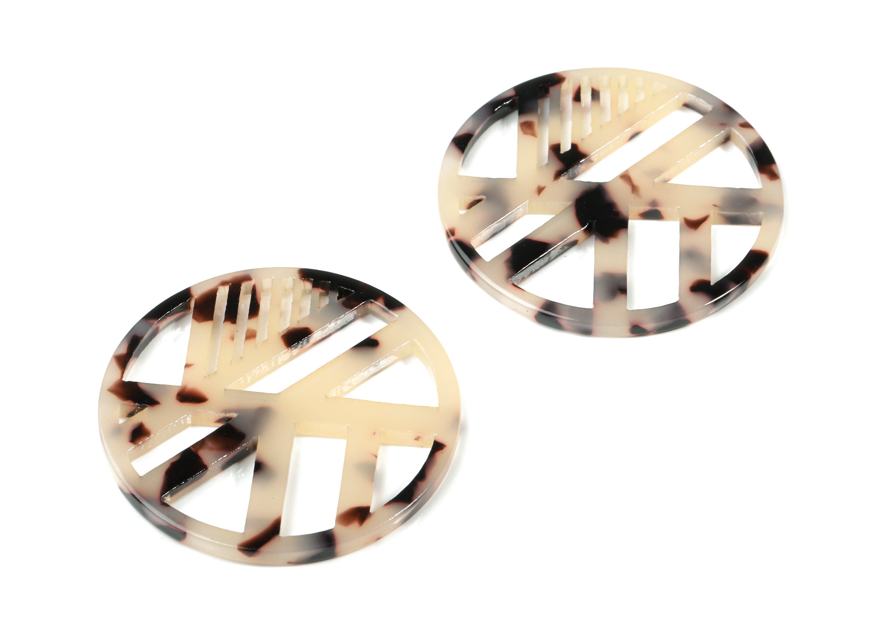 Acetate Geometric Charms - Round Earring Charm - Blonde Tortoise Shell - Earring Findings - Color Code:A07 - 39.32x39.32x2.81mm - AC1819-A07 - DOMEDBAZAAR