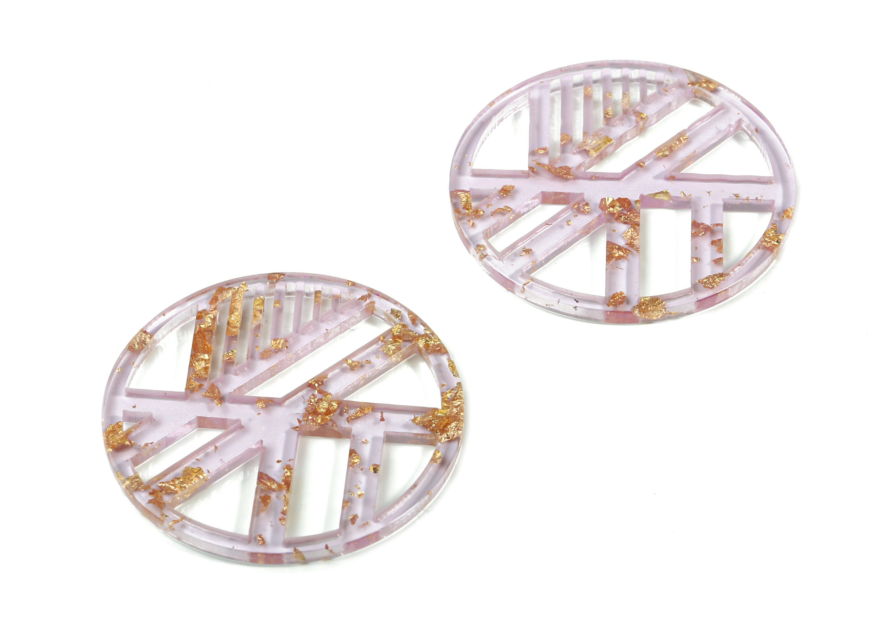 Acrylic Geometric Charms - Round Earring Charm - Gold Confetti - Jewelry Supplies - Color Code:A293 - 39.7x39.7x2.6mm - AC1819-A293 - DOMEDBAZAAR