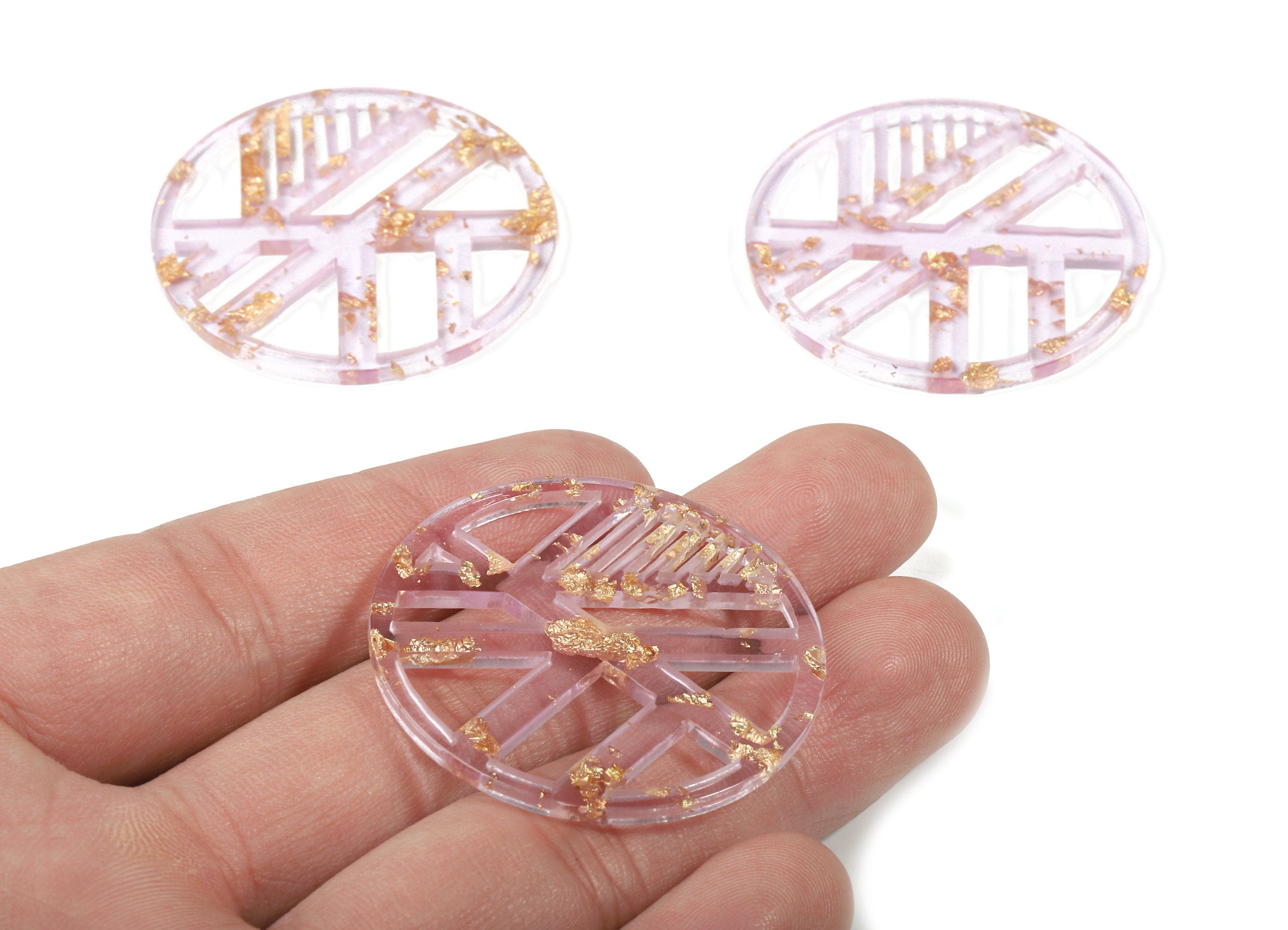 Acrylic Geometric Charms - Round Earring Charm - Gold Confetti - Jewelry Supplies - Color Code:A293 - 39.7x39.7x2.6mm - AC1819-A293 - DOMEDBAZAAR