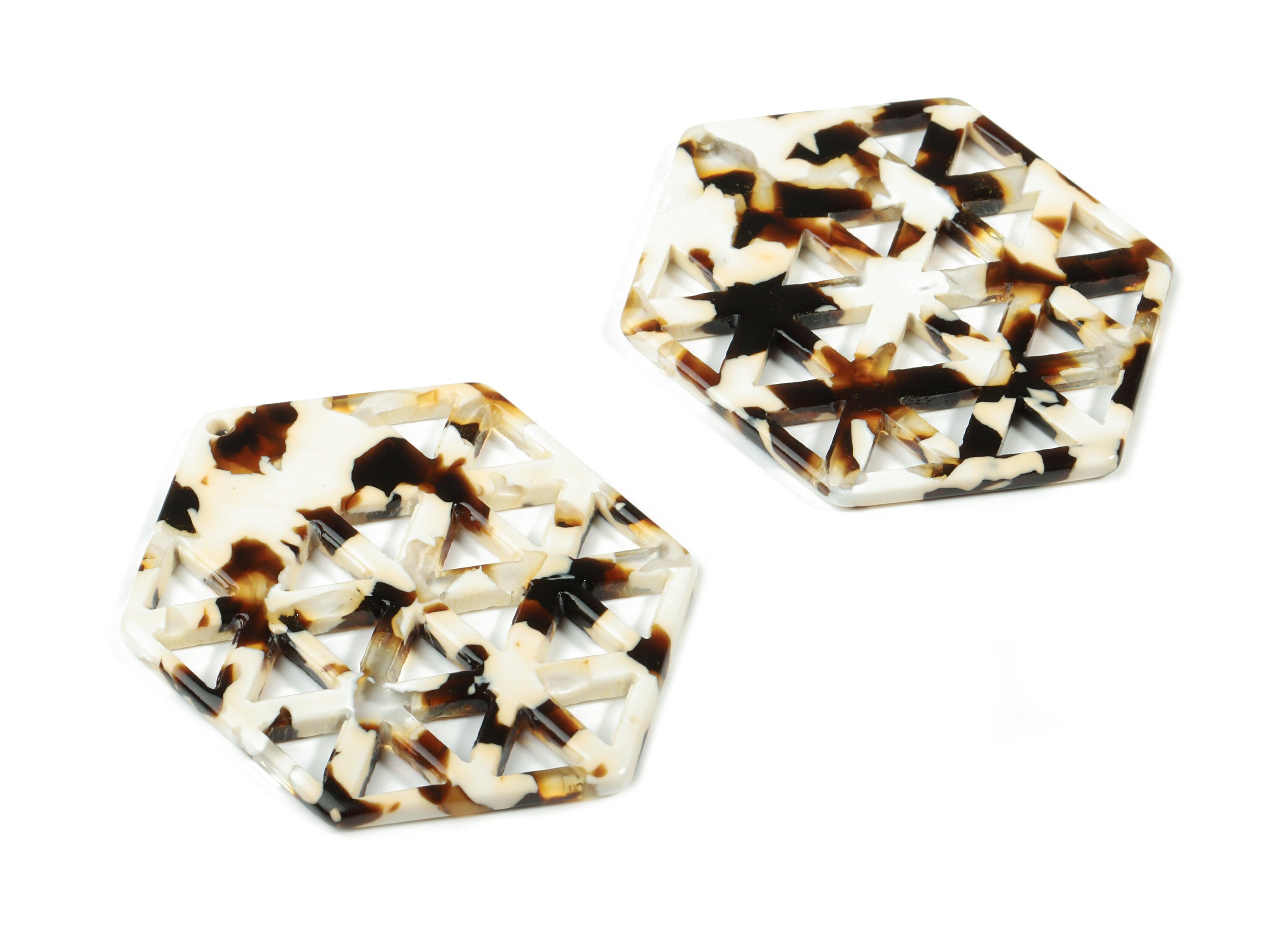 Acetate Hexagon Earring Charm - Honeycomb Pendant - Earring Findings - Jewelry Supplies - Color Code:A257 - 52.17x39.43x2.67mm - AC1821-A257 - DOMEDBAZAAR
