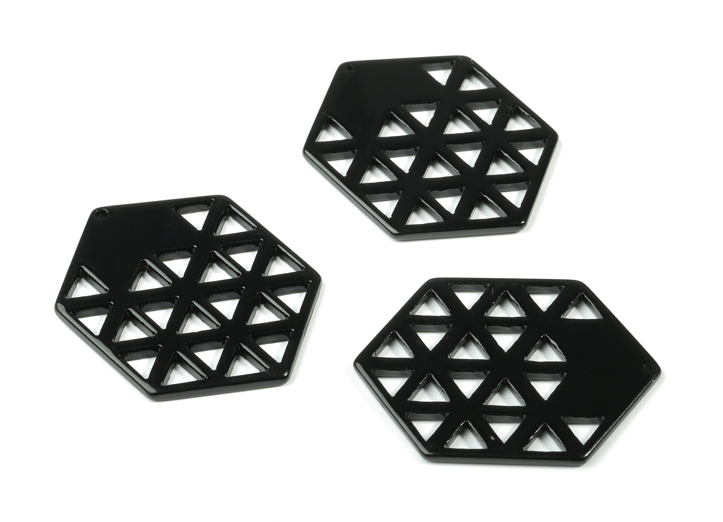 Acrylic Hexagon Earring Charm - Honeycomb Pendant - Earring Findings - Jewelry Supplies - Color Code:A66 - 52.25x39.44x2.61mm - AC1821-A66 - DOMEDBAZAAR