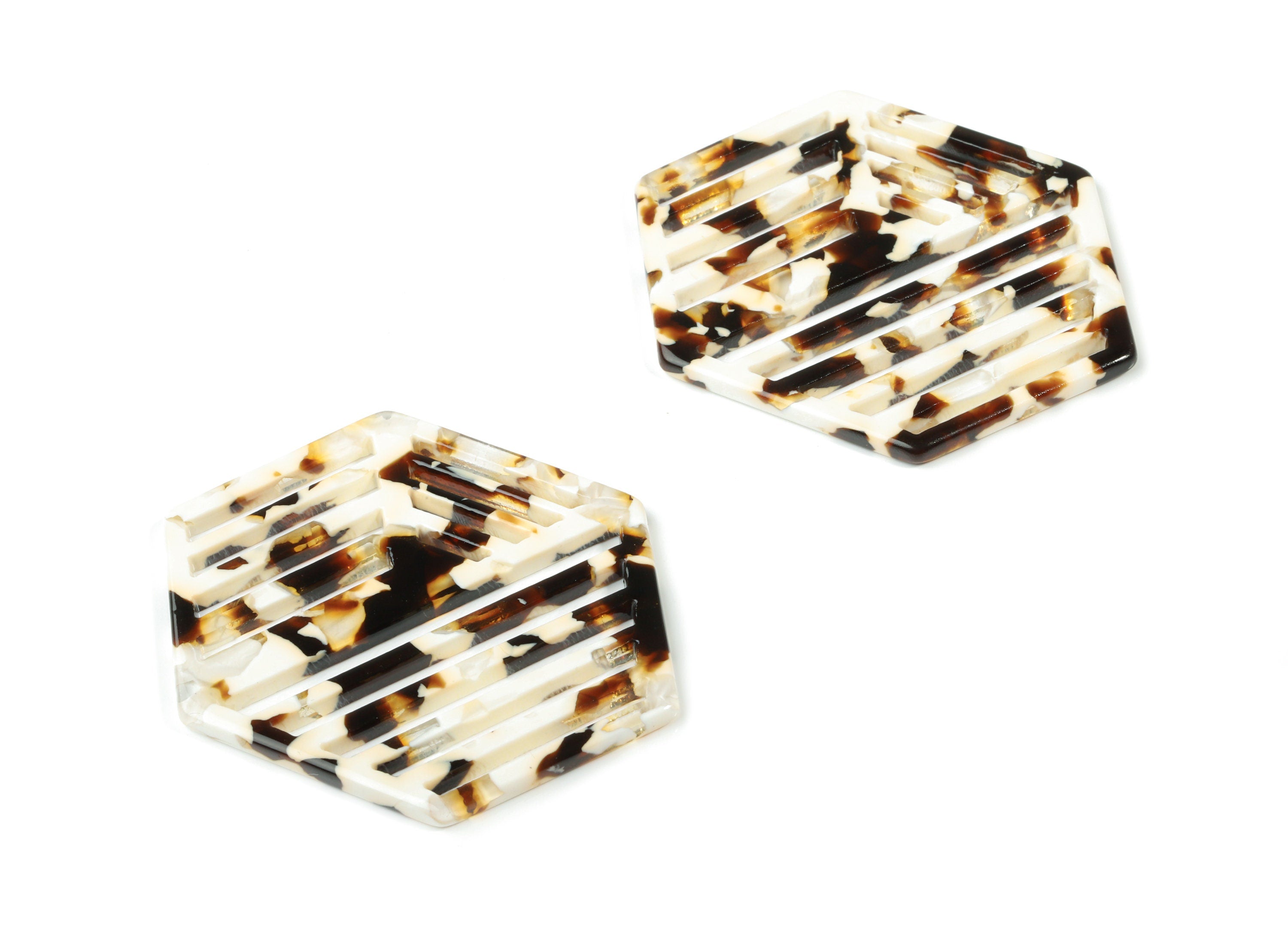 Acetate Hexagon Earring Charm - Hexagon Pendant - Earring  Findings - Jewelry Supplies - Color Code:A257 - 52.06x39.3x2.59mm - AC1822-A257 - DOMEDBAZAAR