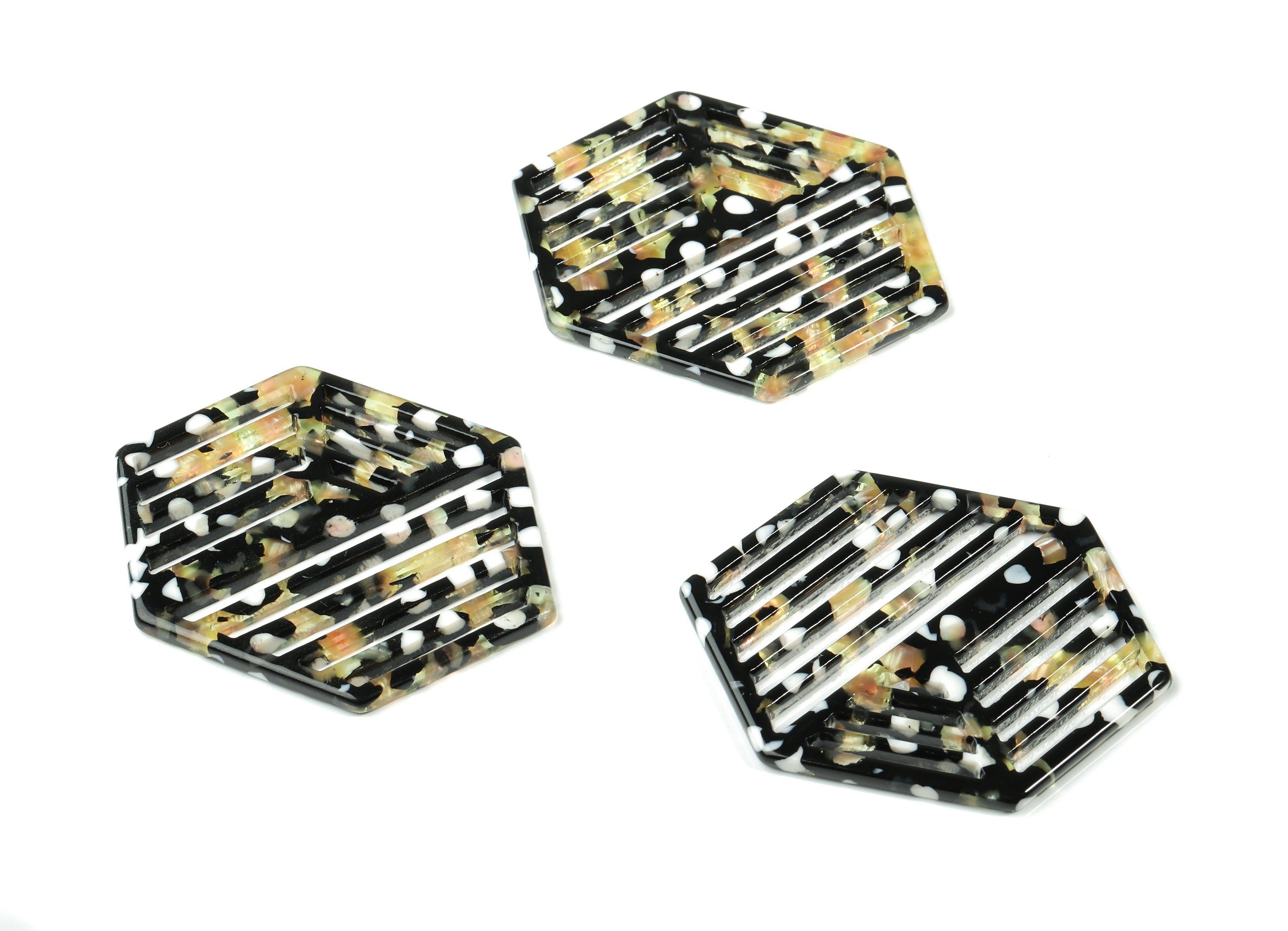 Acetate Hexagon Earring Charm - Hexagon Pendant - Earring  Findings - Jewelry Supplies - Color Code:A193 - 52x38.94x2.62mm - AC1822-A193 - DOMEDBAZAAR