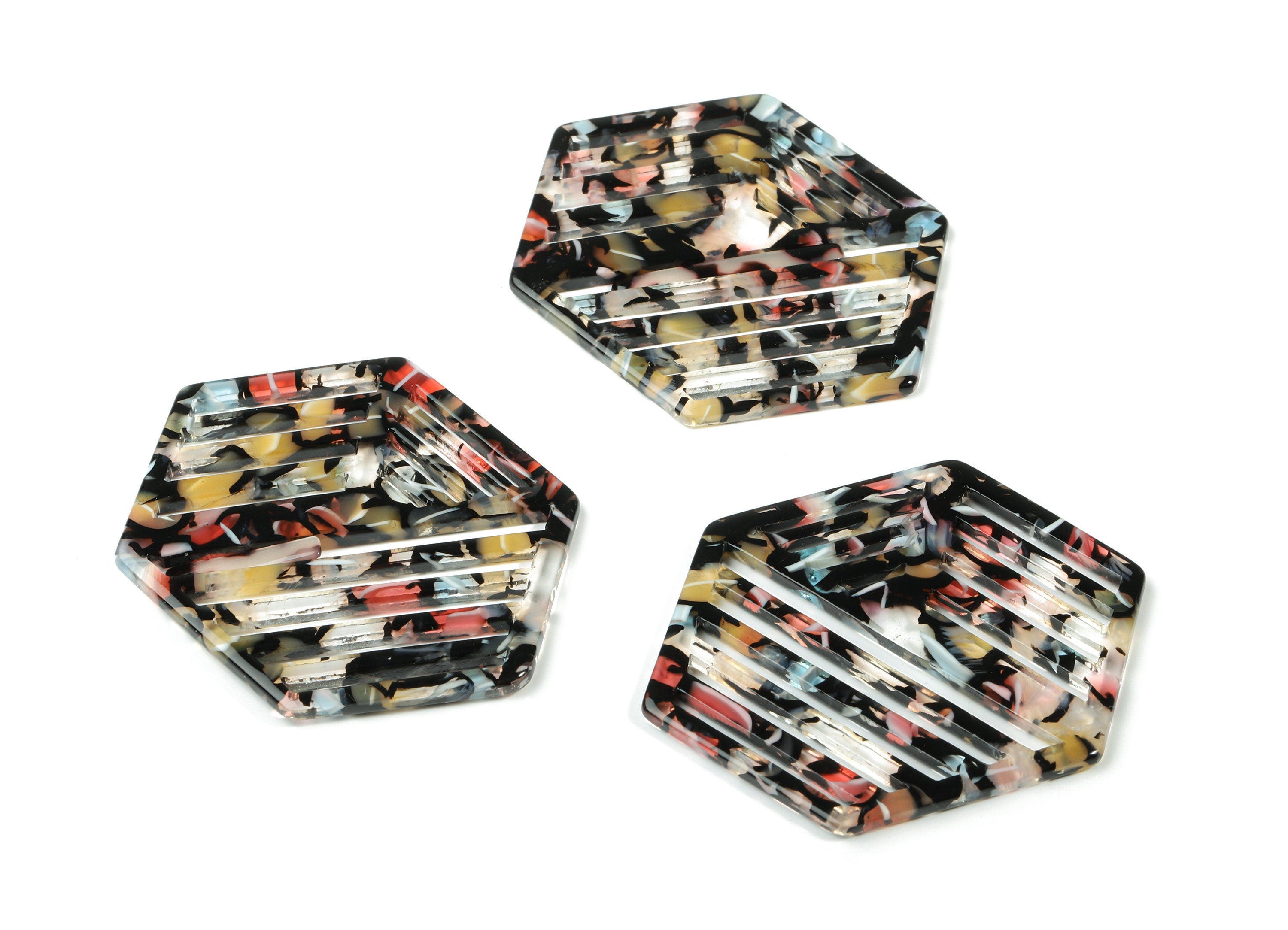 Acetate Hexagon Earring Charm - Hexagon Pendant - Earring  Findings - Jewelry Supplies - Color Code:A343 - 52.27x39.4x2.41mm - AC1822-A343 - DOMEDBAZAAR