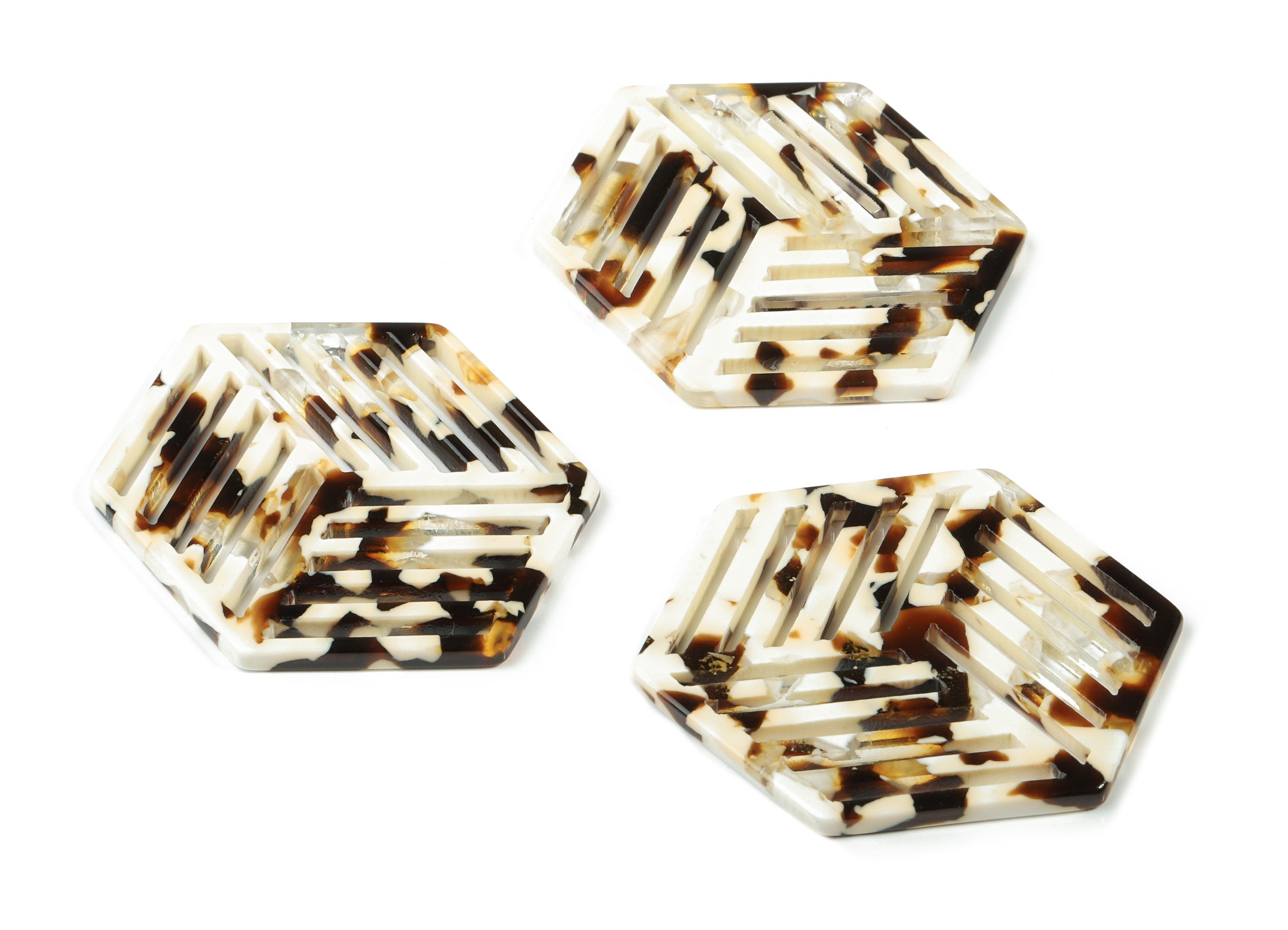 Acetate Hexagon Earring Charm - Hexagon Pendant - Earring Findings - Jewelry Supplies - Color Code:A257 - 44.85x34.4x2.71mm - AC1823-A257 - DOMEDBAZAAR