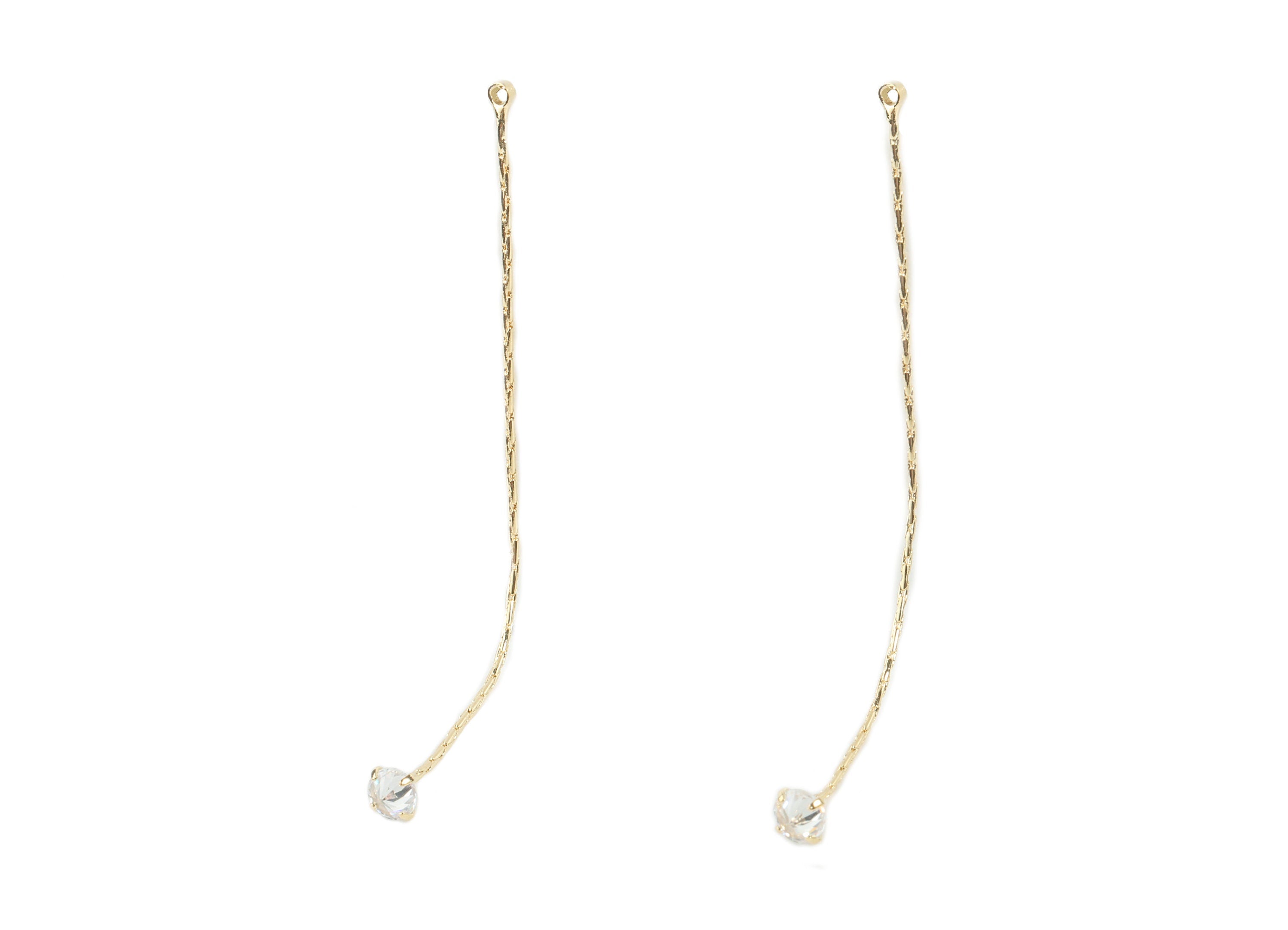 Brass Snake Chain Charms With Glass - Brass Snake Chain Earring Pendant - 18k Real Gold Plating Brass - 65x3.97x3.62mm - RGP2300 - DOMEDBAZAAR