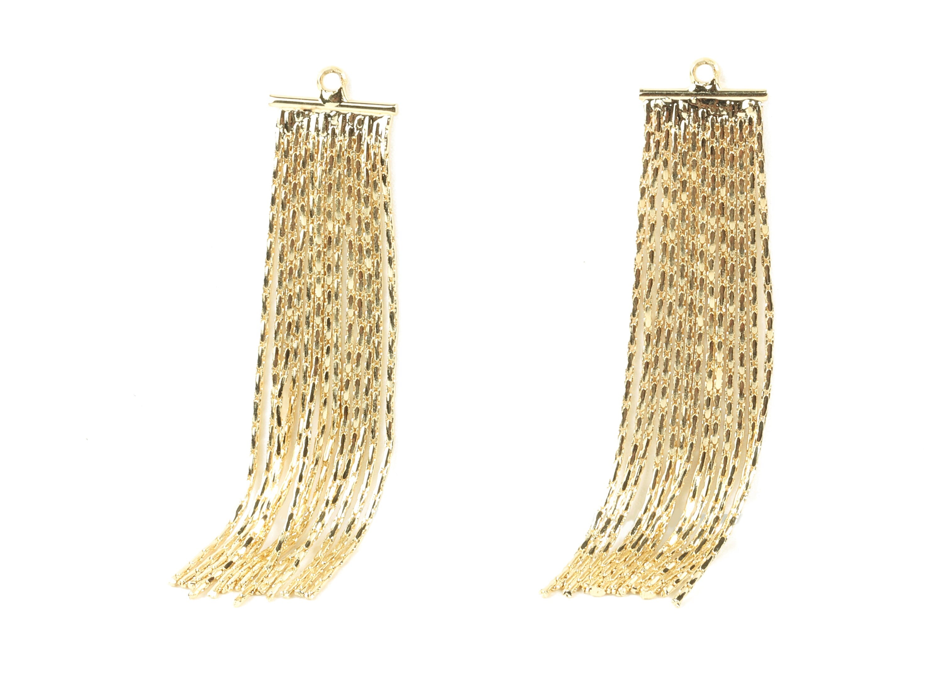 Brass Tassel Snake Chains Earring Charms - Brass Snake Chains Earring Pendant - 18k Real Gold Plating Brass - 45x10.41x1.17mm - RGP2299 - DOMEDBAZAAR