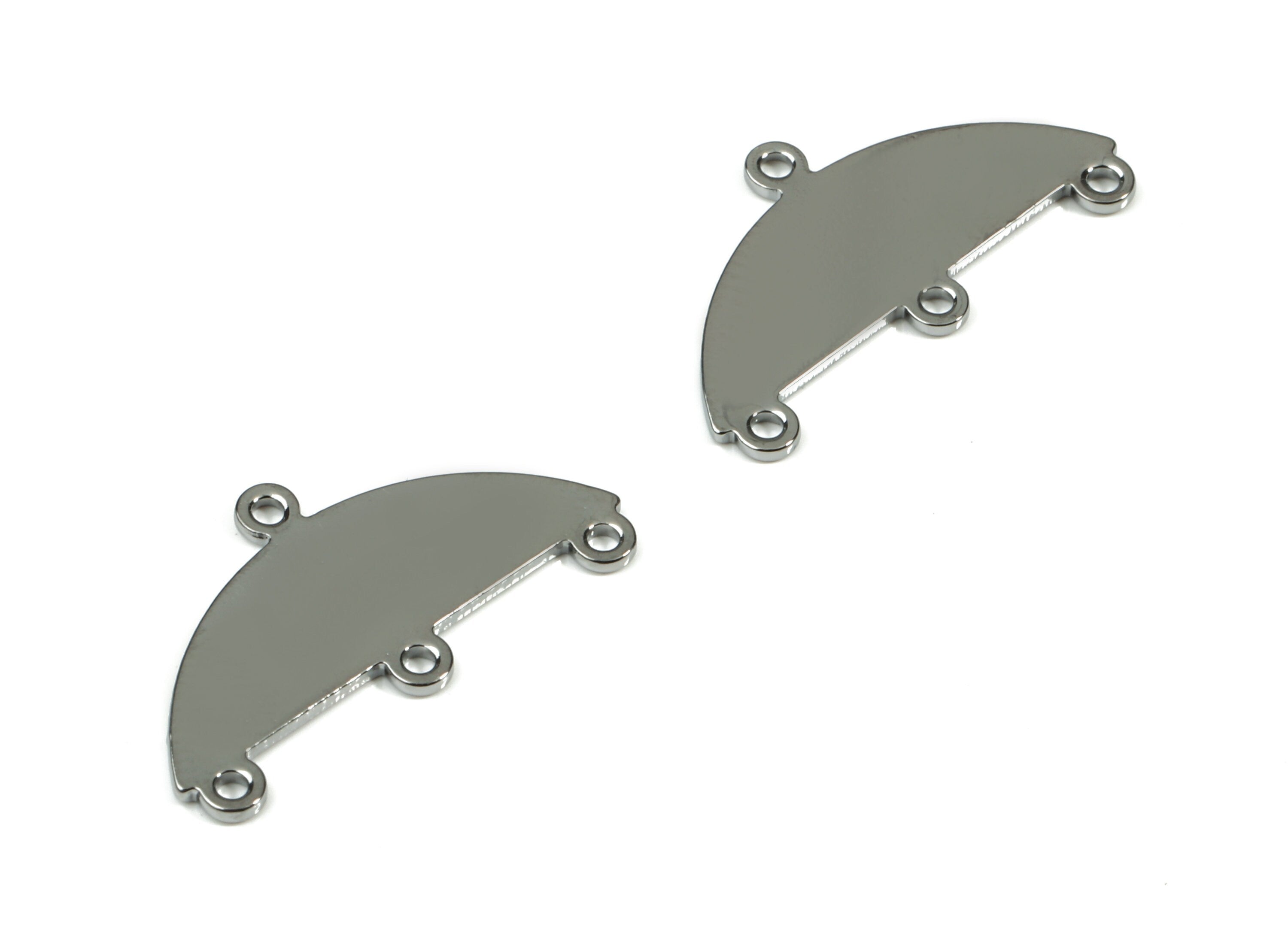 Gunmetal Brass Half Moon Connector - 4 Hole Half Moon Earring connector - Necklace connector - Jewelry Supplies - 21.3x11.5x0.8mm - PP1798GM - DOMEDBAZAAR