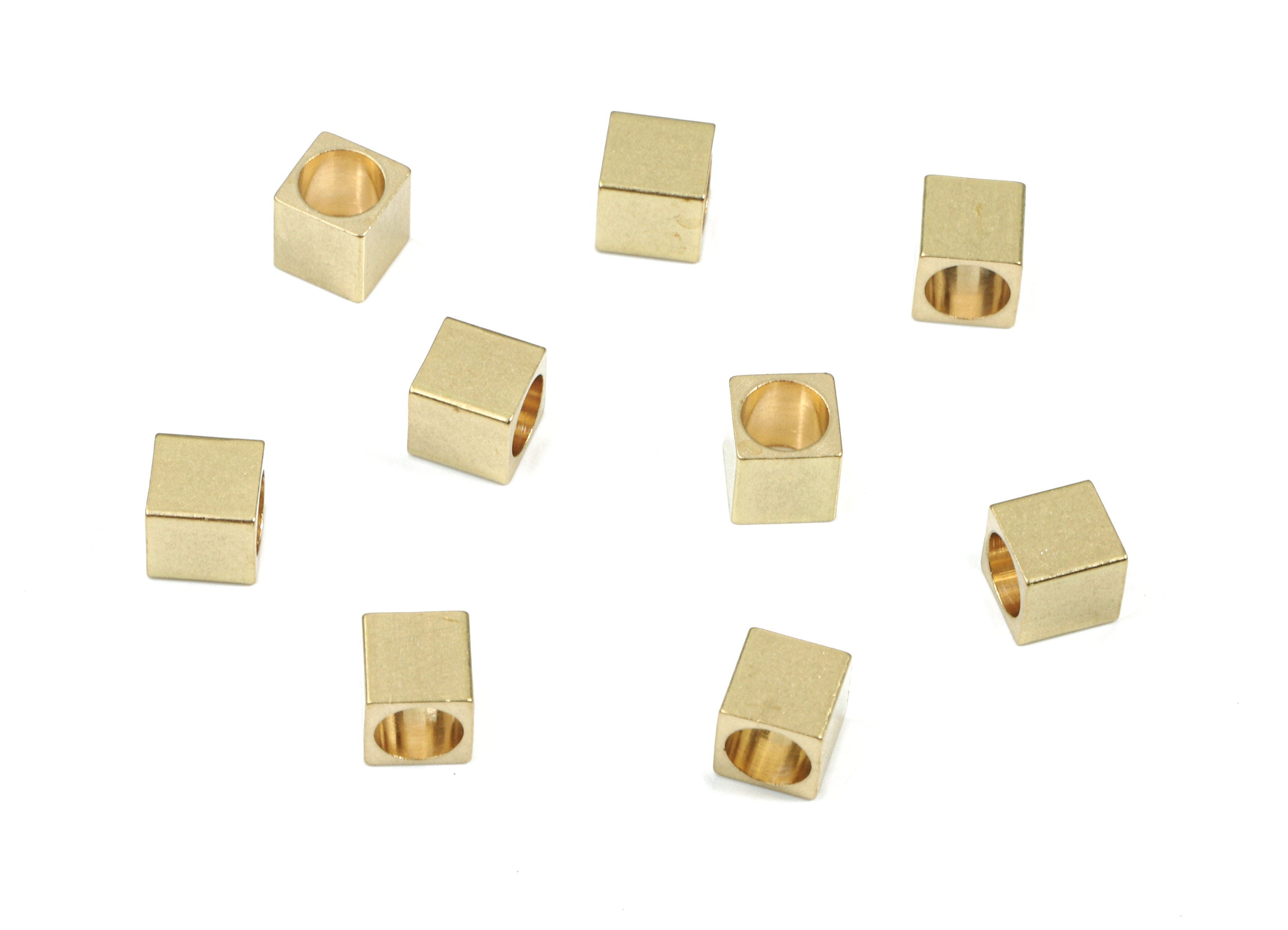 Brass Square Spacer Beads - Raw Brass Square Beads - Spacer Connectors - Earring Findings - Jewelry Supplies - 4.01x3.96x0.49mm - PP3173 - DOMEDBAZAAR