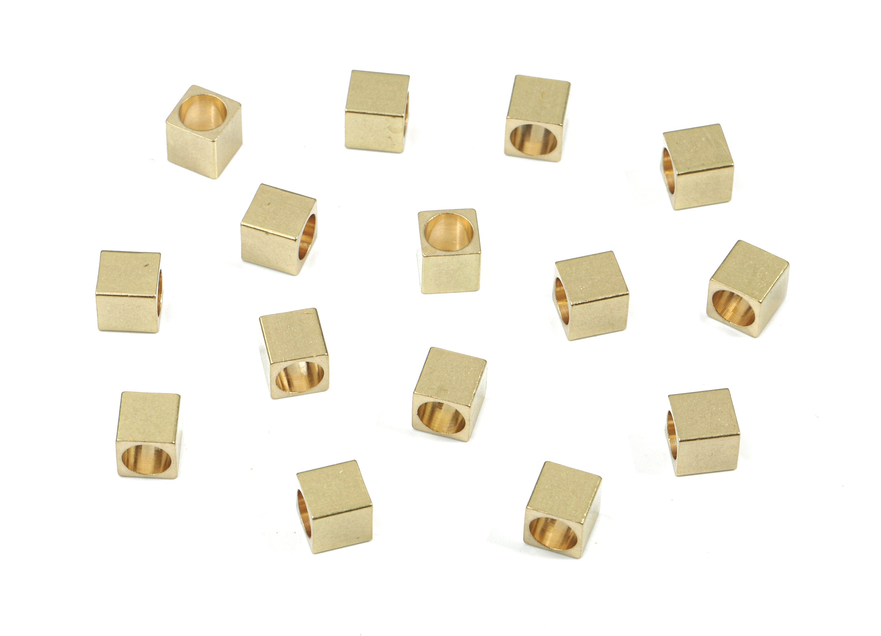 Brass Square Spacer Beads - Raw Brass Square Beads - Spacer Connectors - Earring Findings - Jewelry Supplies - 4.01x3.96x0.49mm - PP3173 - DOMEDBAZAAR