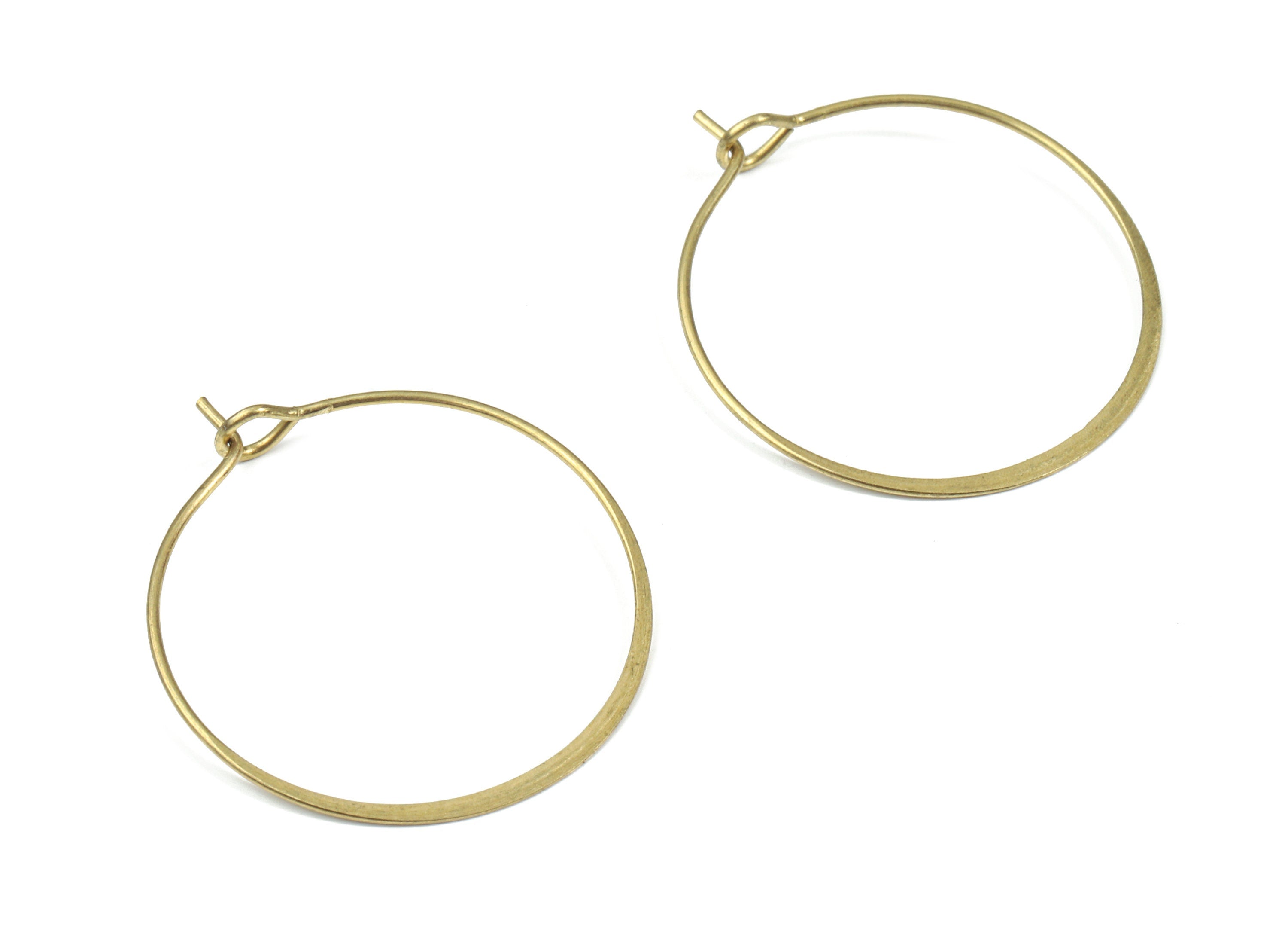 Brass Hammered Earring Hoop - Raw Brass Circle Ear Wire #25 - Earring Findings - Jewelry Supplies - 28.8x25.12x0.82mm - PP3180 - DOMEDBAZAAR