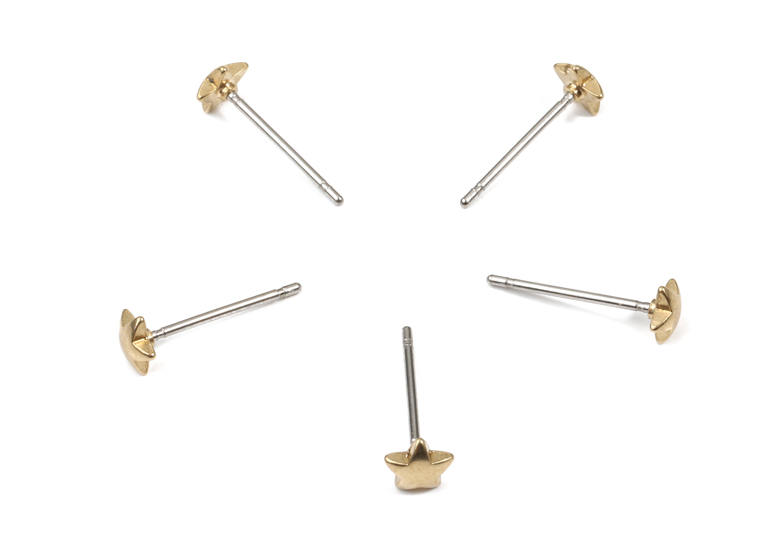 Brass Star Earring Stud - Raw Brass Star Earring Post - Steel Stud - Earring Post - Jewelry Supplies - 4.75x4.75x1.52mm - PP3160 - DOMEDBAZAAR