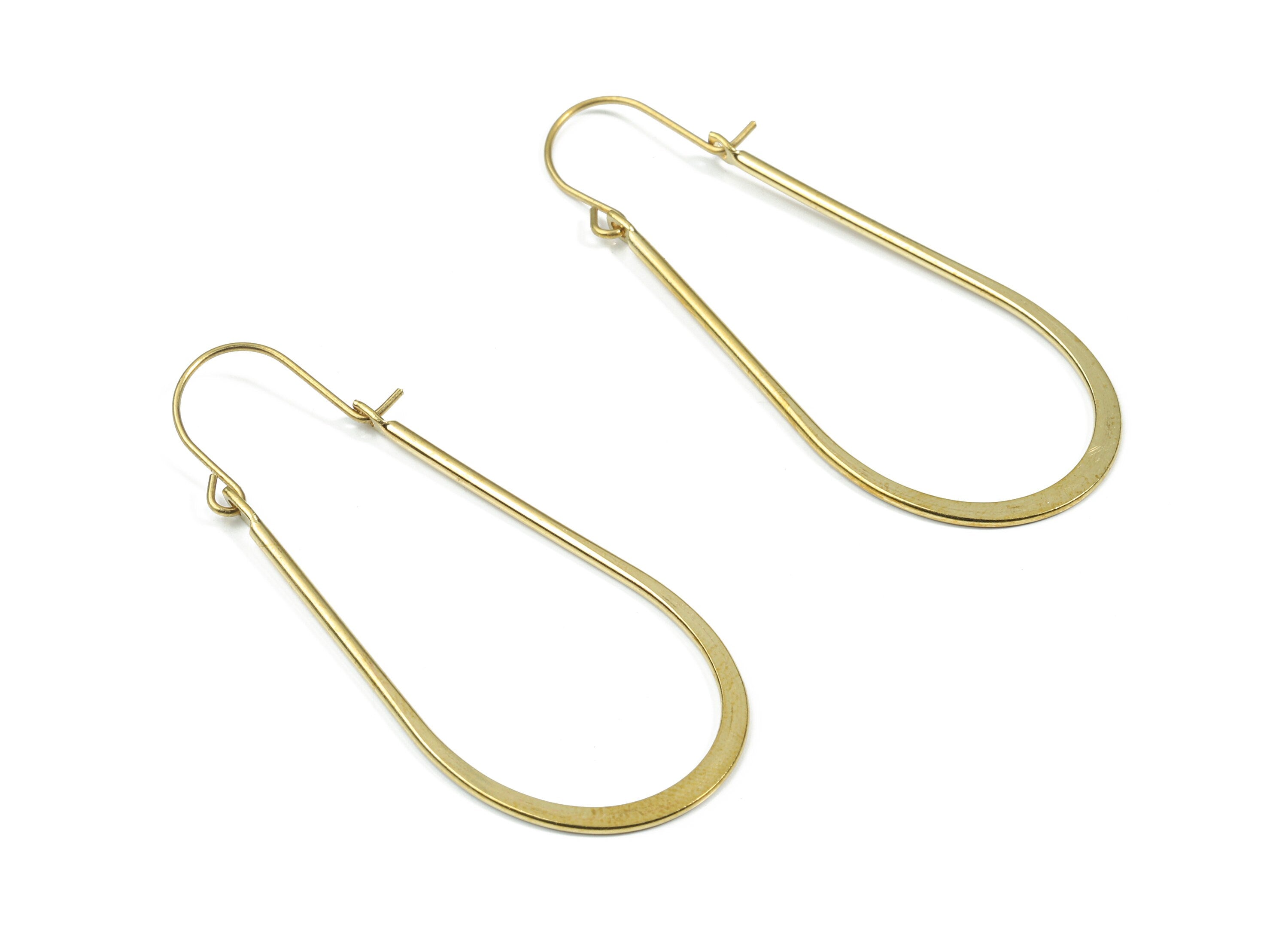 Brass Hammered Drop Earring Wire - Raw Brass Drop Ear Wire - Earring Findings - Jewelry Supplies - 55.47x23.35x1.47mm - PP3191 - DOMEDBAZAAR