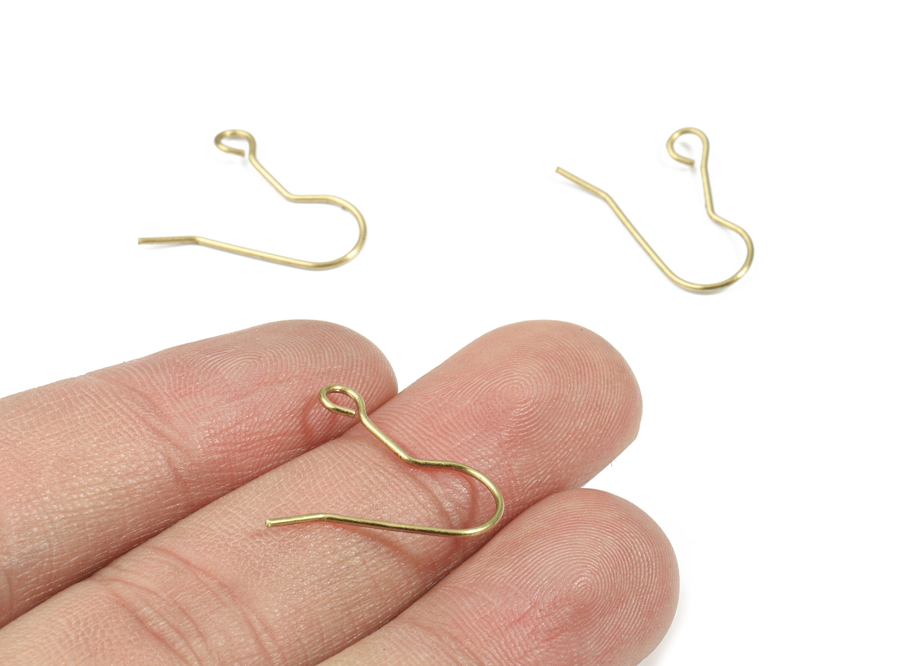 Brass Earring Hooks - Raw Brass Earring Wire Hook - Ear Wire - Jewelry Supplies - 18.62x18x0.69mm - PP3187 - DOMEDBAZAAR