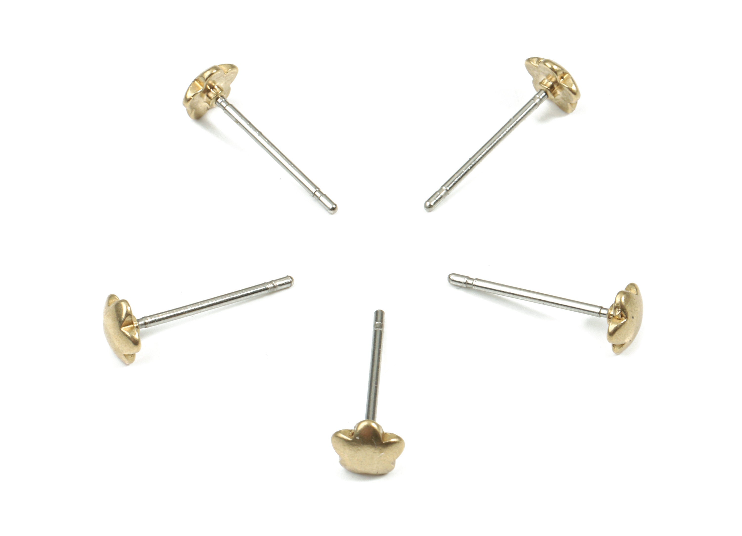 Brass Star Earring Stud - Raw Brass Star Earring Post - Steel Stud - Earring Post - Jewelry Supplies - 4.78x4.78x1.35mm - PP3156 - DOMEDBAZAAR