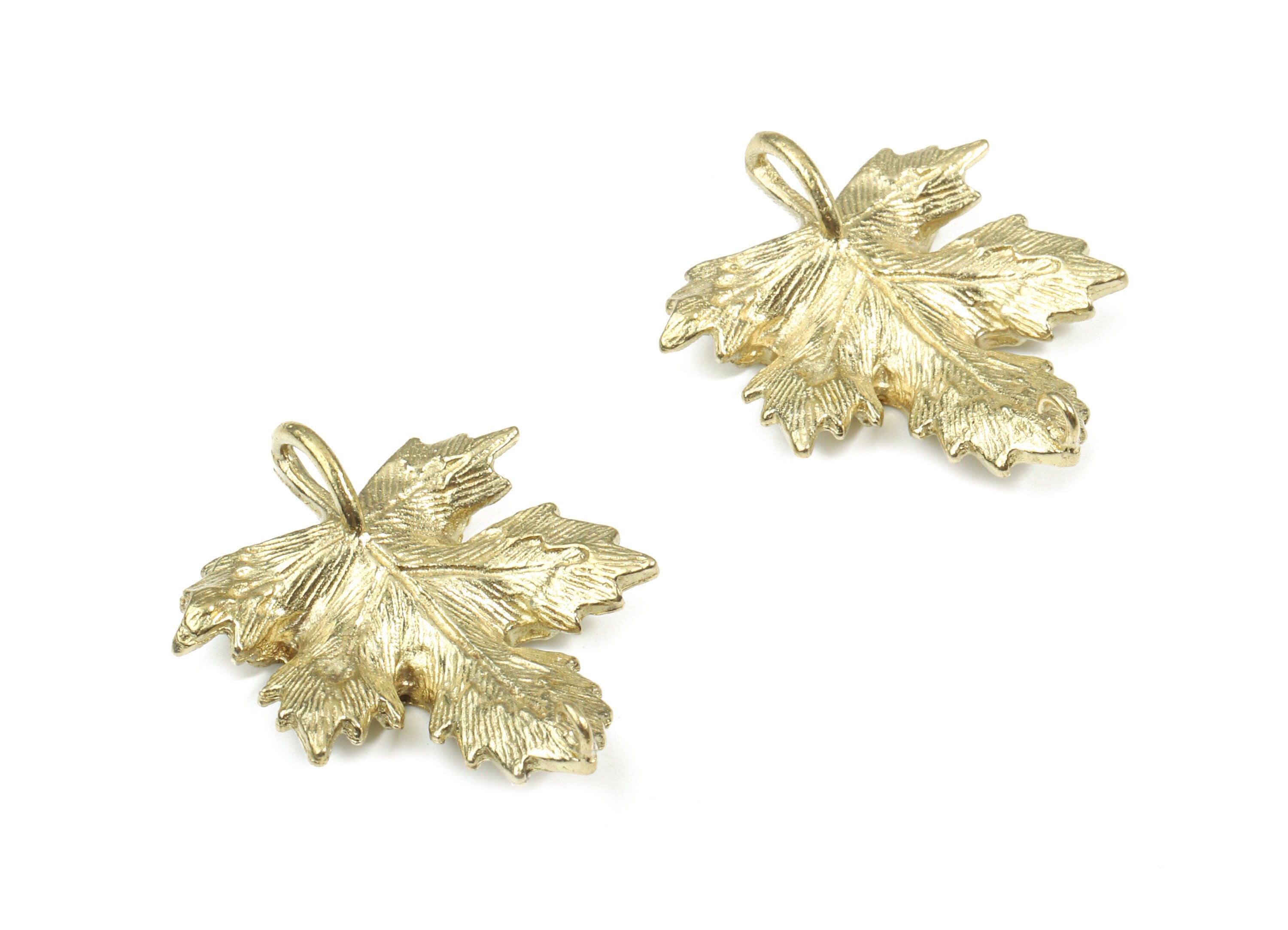 Brass Maple Connector - Raw Brass Maple Leaf Earring Charms And Pendant - Earring Findings - Jewelry Supplies - 31.45x25.62x1.61mm - PP3193 - DOMEDBAZAAR