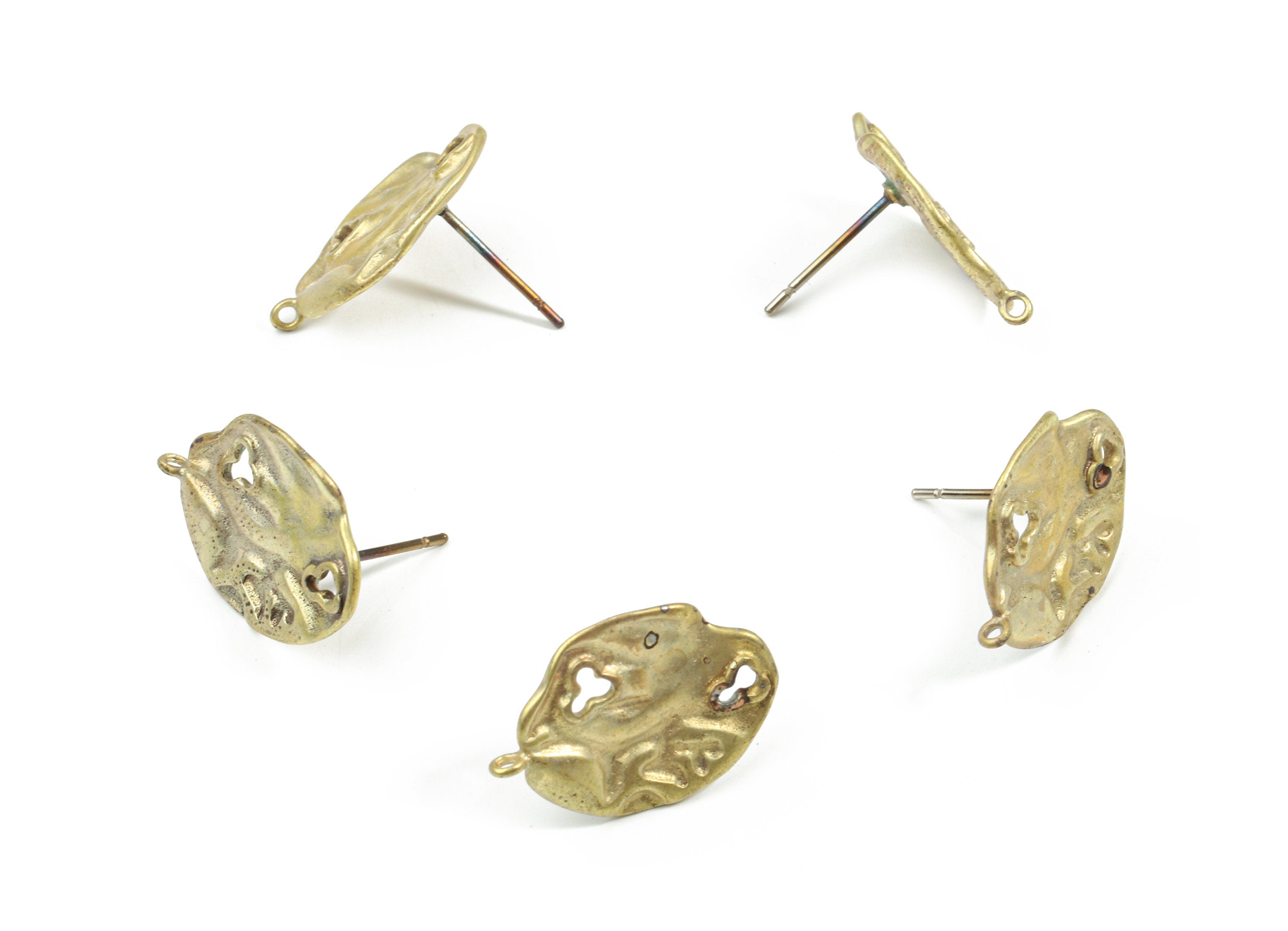 Brass Oval Earring Stud - Raw Brass Oval Earring Post - Steel Stud - Earring Post - Jewelry Supplies - 18.99x13.73x1.59mm - PP3210 - DOMEDBAZAAR