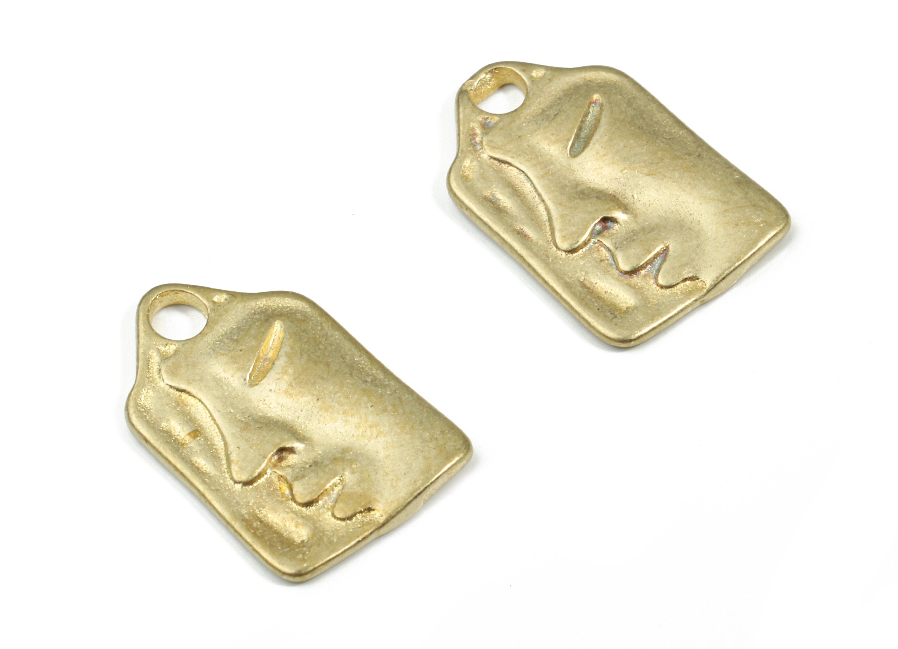 Brass Rectangle Face Earring Charms - Raw Brass Triangle Face Pendant - Earring Findings - Jewelry Supplies - 17.32x11.24x1.29mm - PP3223 - DOMEDBAZAAR
