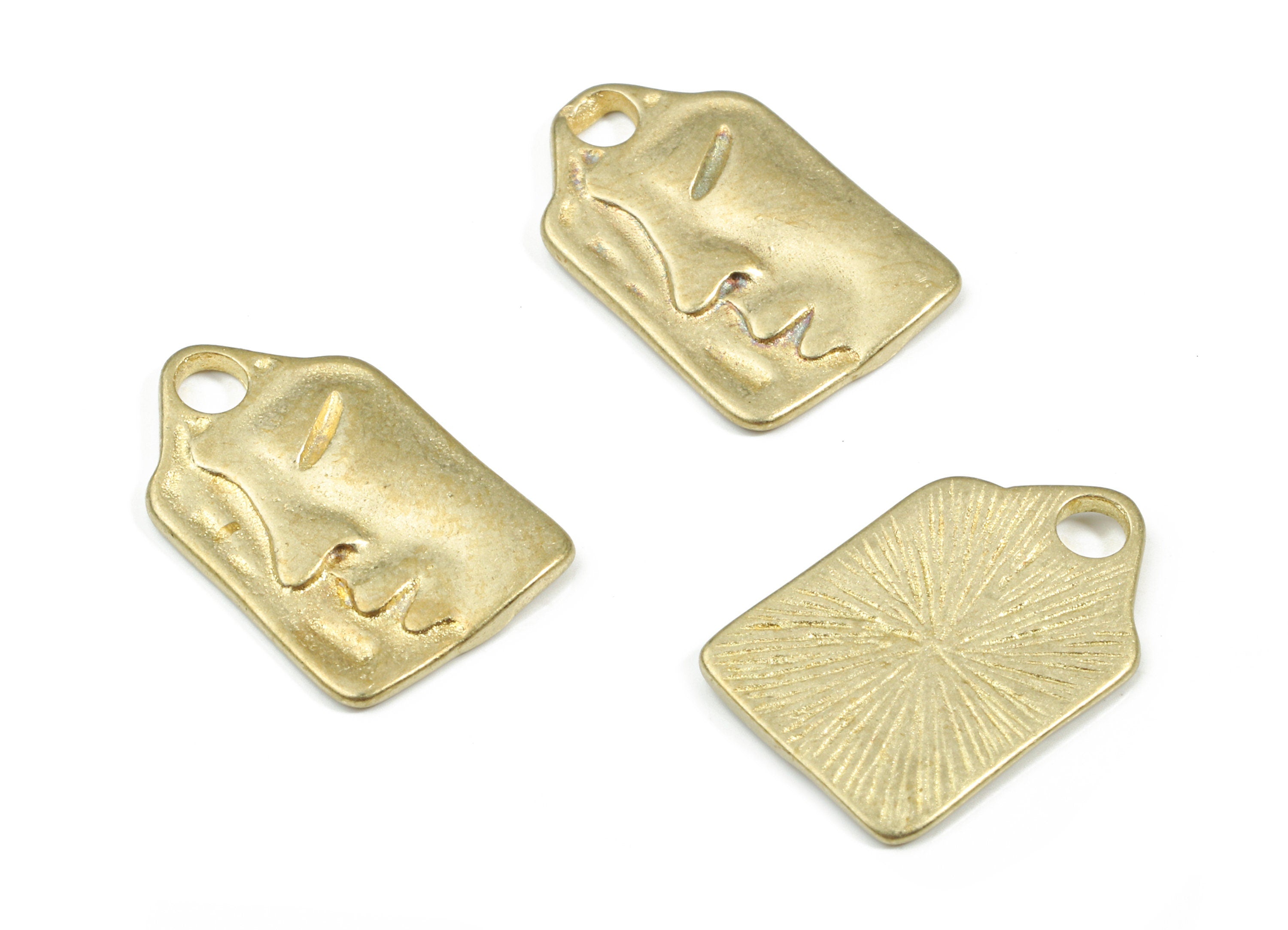 Brass Rectangle Face Earring Charms - Raw Brass Triangle Face Pendant - Earring Findings - Jewelry Supplies - 17.32x11.24x1.29mm - PP3223 - DOMEDBAZAAR