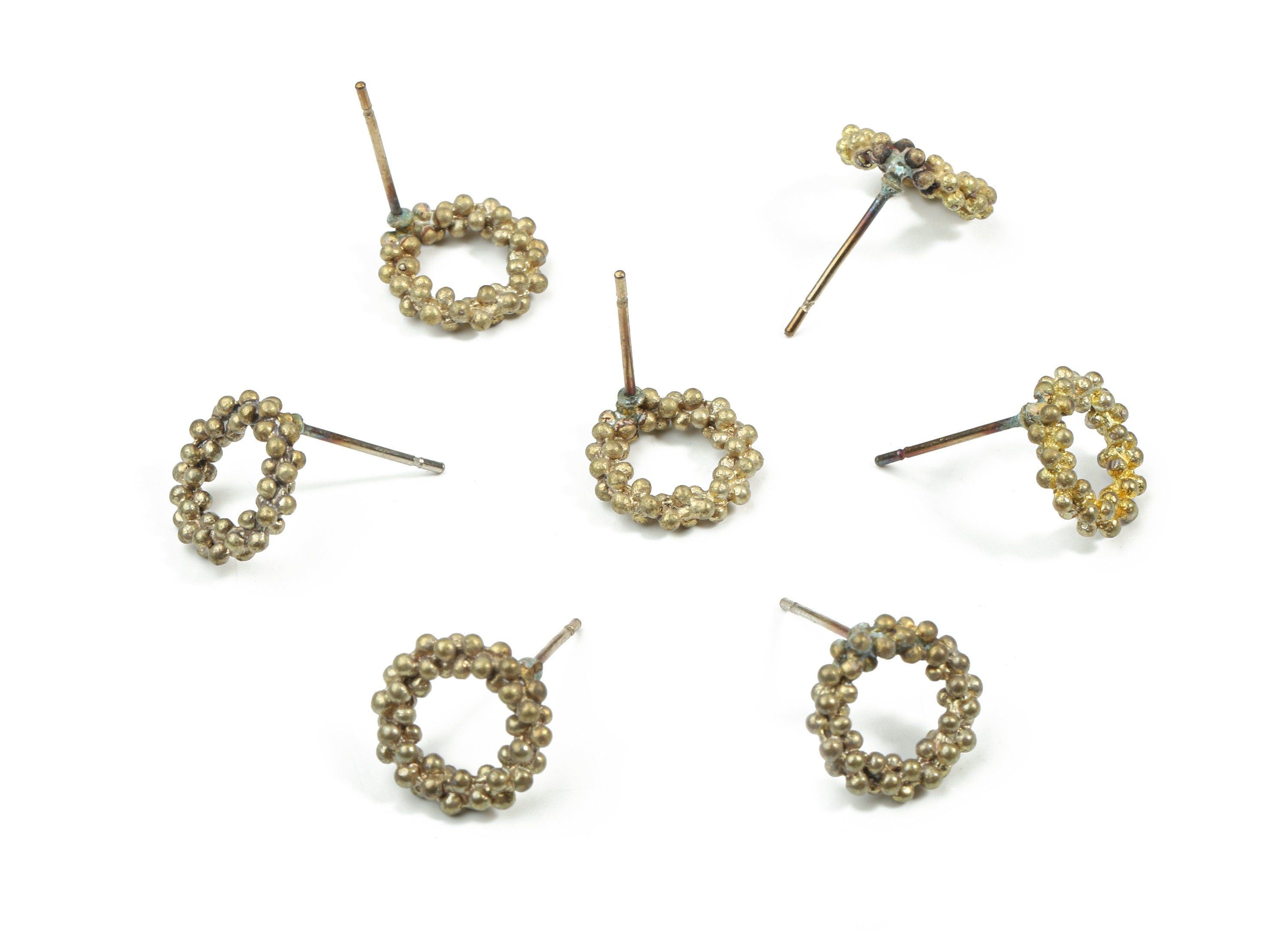 Brass Mini Hoop Earring Stud - Raw Brass Circle Earring Post - Steel Stud - Earring Post - Jewelry Supplies - 10.84x10.84x2.76mm - PP3211 - DOMEDBAZAAR