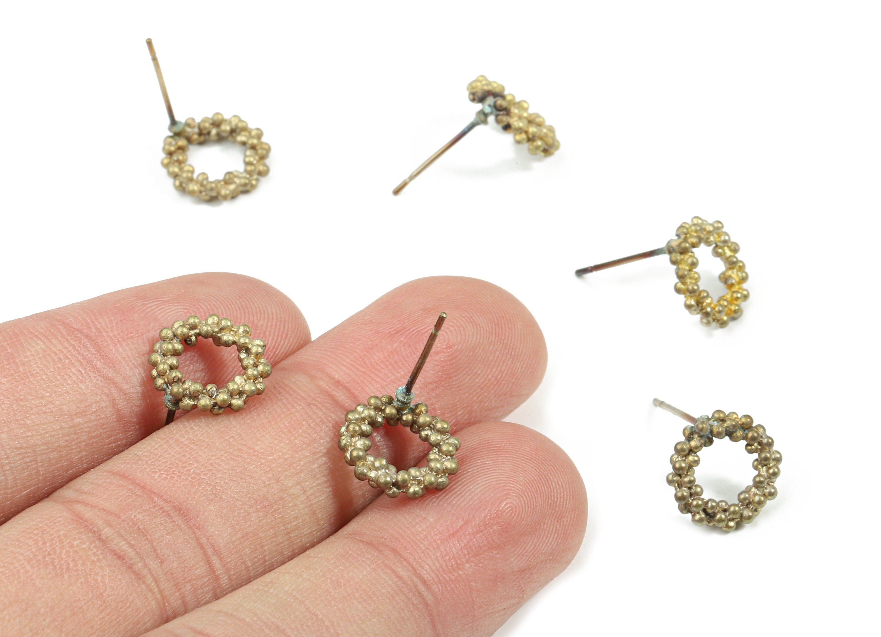 Brass Mini Hoop Earring Stud - Raw Brass Circle Earring Post - Steel Stud - Earring Post - Jewelry Supplies - 10.84x10.84x2.76mm - PP3211 - DOMEDBAZAAR