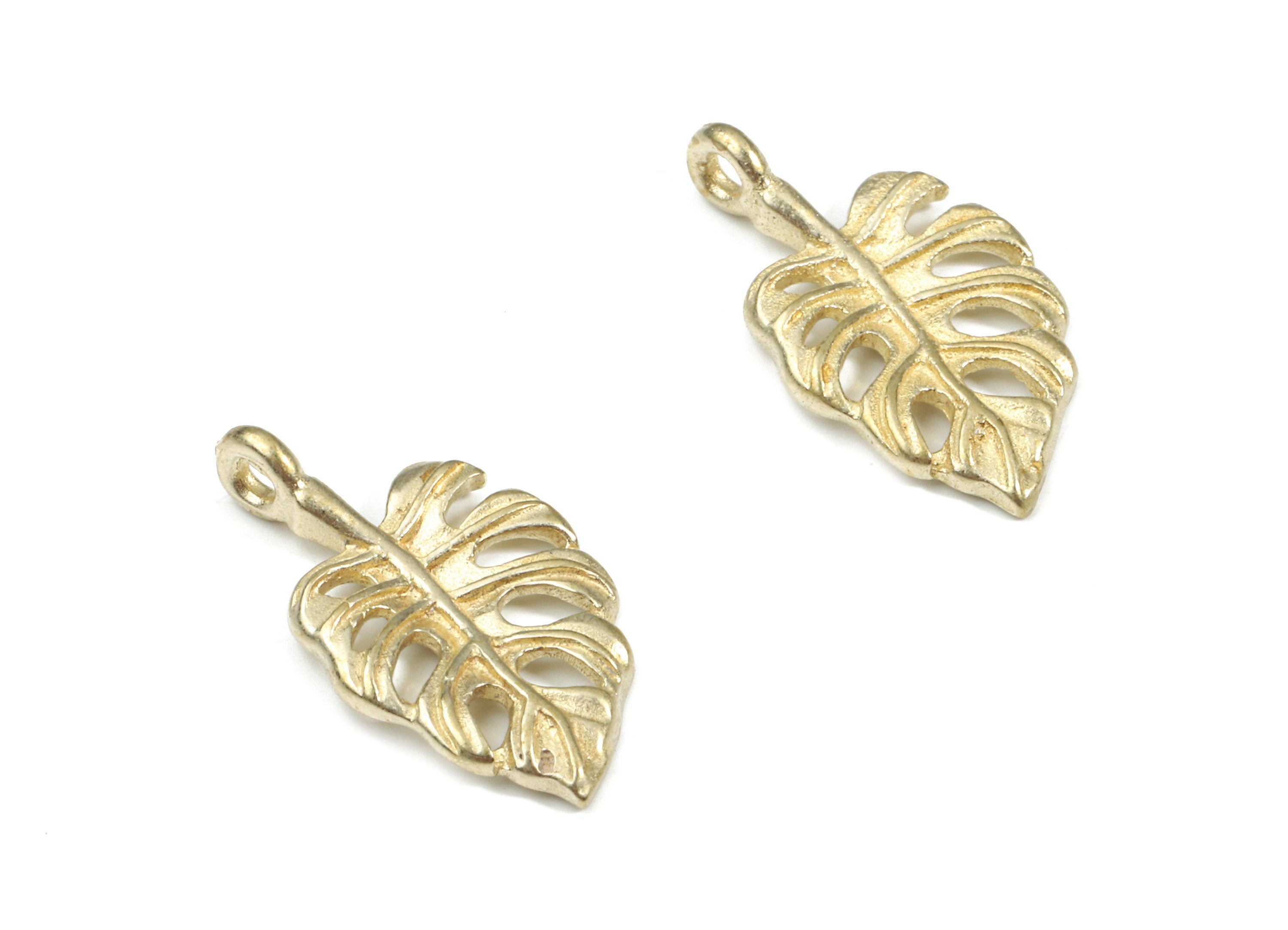 Brass Monstera Pendant - Raw Brass Monstera Leaf Earring Charms - Earring Findings - Jewelry Supplies - 18.51x10.62x1.63mm - PP3214 - DOMEDBAZAAR