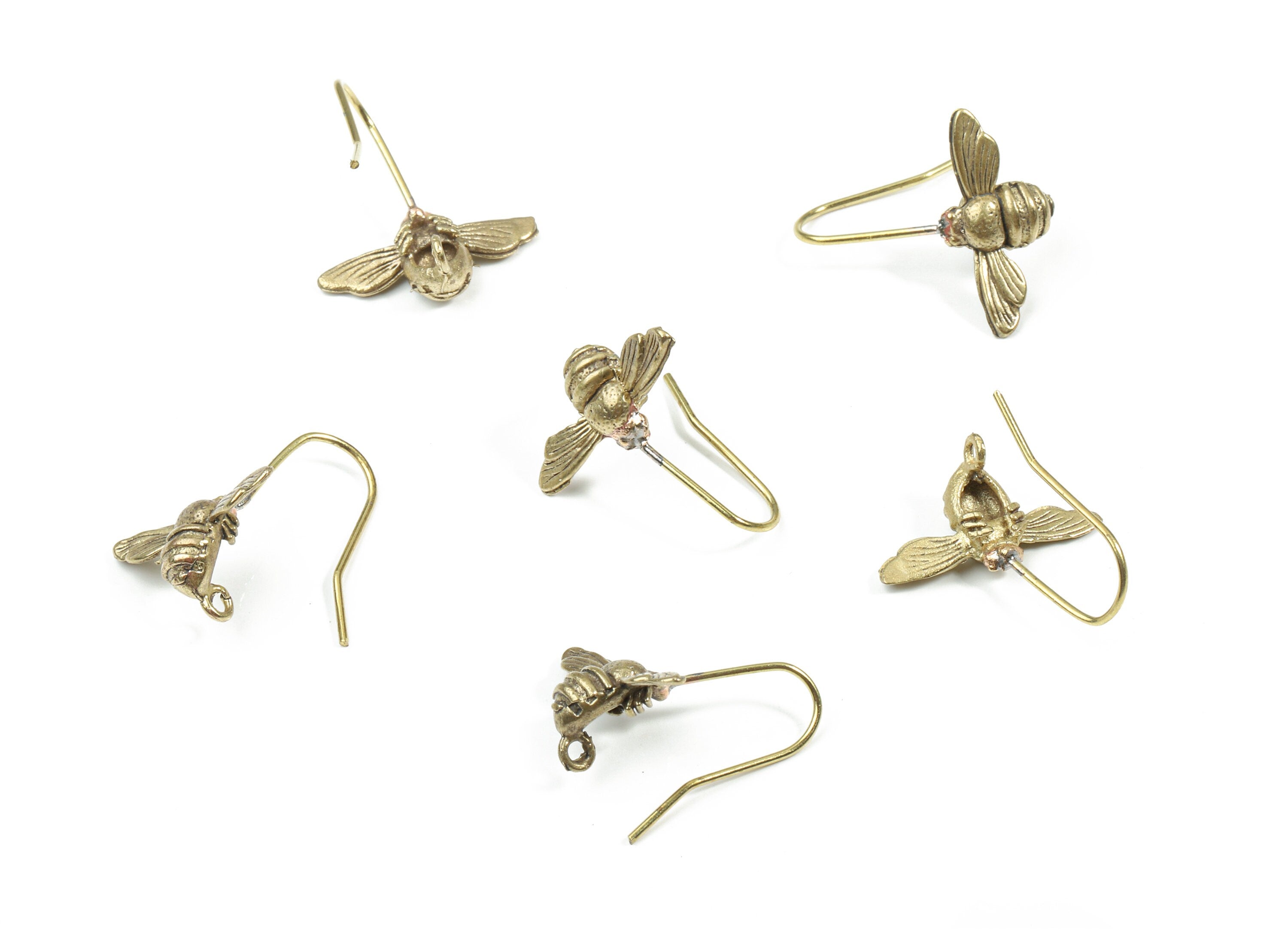 Brass Humming-Bird Moth Earring Hook - Raw Brass Hawk-Moth Earring Wire - Earring Findings - Jewelry Supplies - 17.22x9.72x4.13mm - PP3202 - DOMEDBAZAAR
