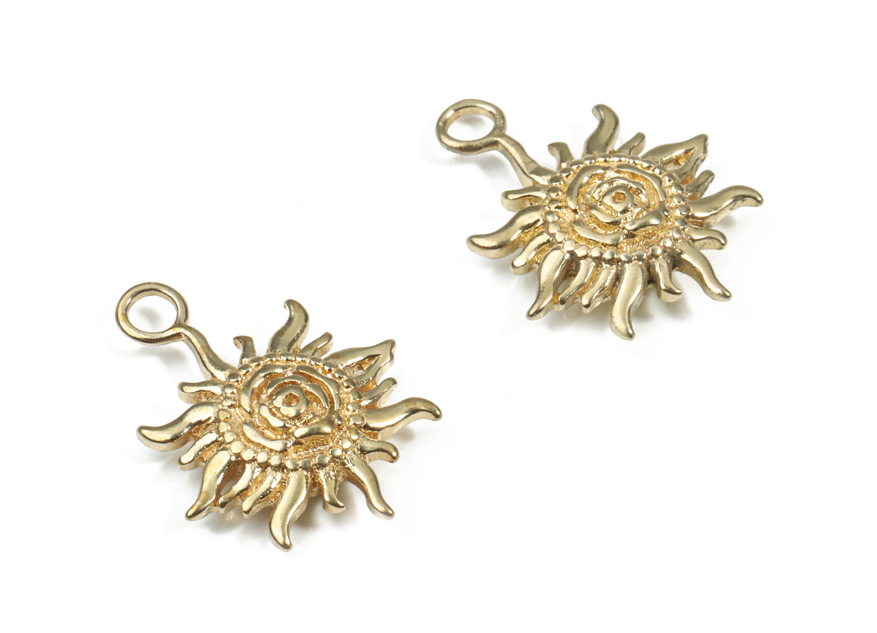 Brass Sun Pendant - Raw Brass Sun Rose Earring Charms - Earring Findings - Jewelry Supplies - 19.07x14.63x3.69mm - PP3209 - DOMEDBAZAAR