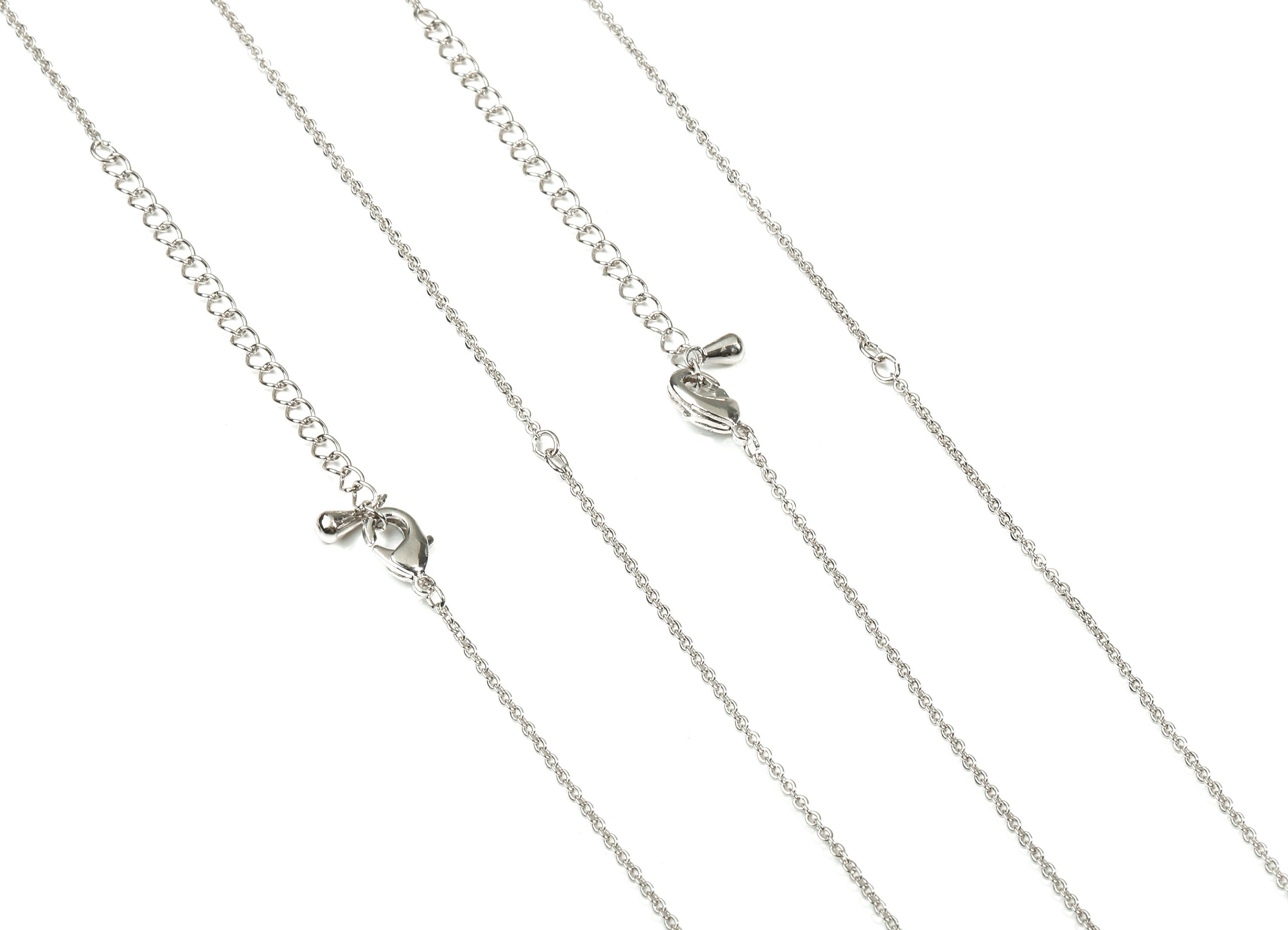 Finished Cable Chain - 18.8 Inch Silver Tone Plated Cable Chain - 18K Real White Gold Plated Brass - 0.12&quot; x 0.10&quot;- RGP2588 - DOMEDBAZAAR