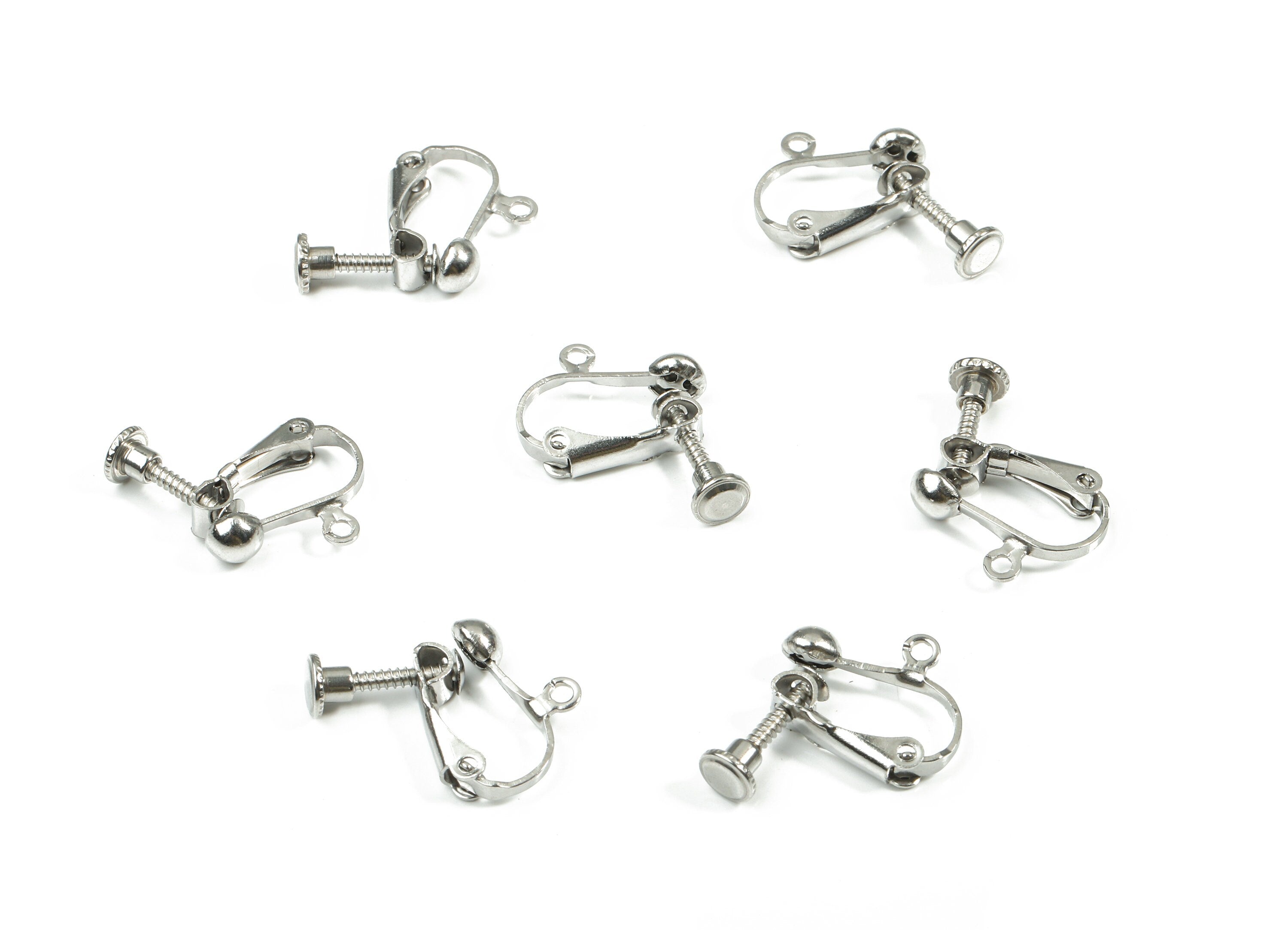 Stainless Steel Earring Clips - 316 Stainless Steel Screw Back Clips Earrings - Screwback Clip On Earrings  - 15.8x13.35mm - SS1162 - DOMEDBAZAAR
