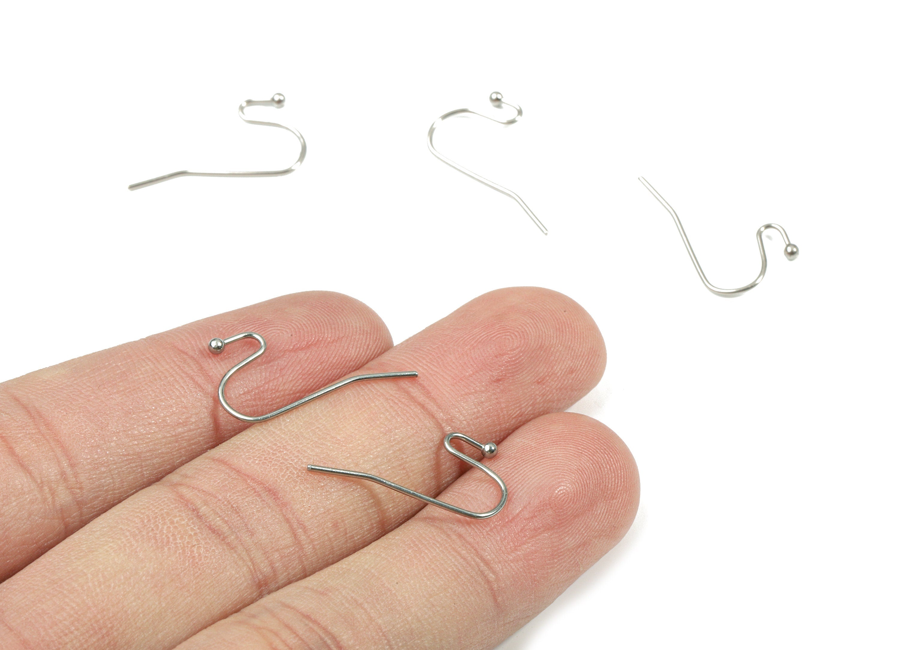 Stainless Steel Earring Hook - 304 Stainless Steel Ear Wires - Ball Head - Earring Findings - Jewelry Supplies - 20.62x12x0.71mm - SS1165 - DOMEDBAZAAR