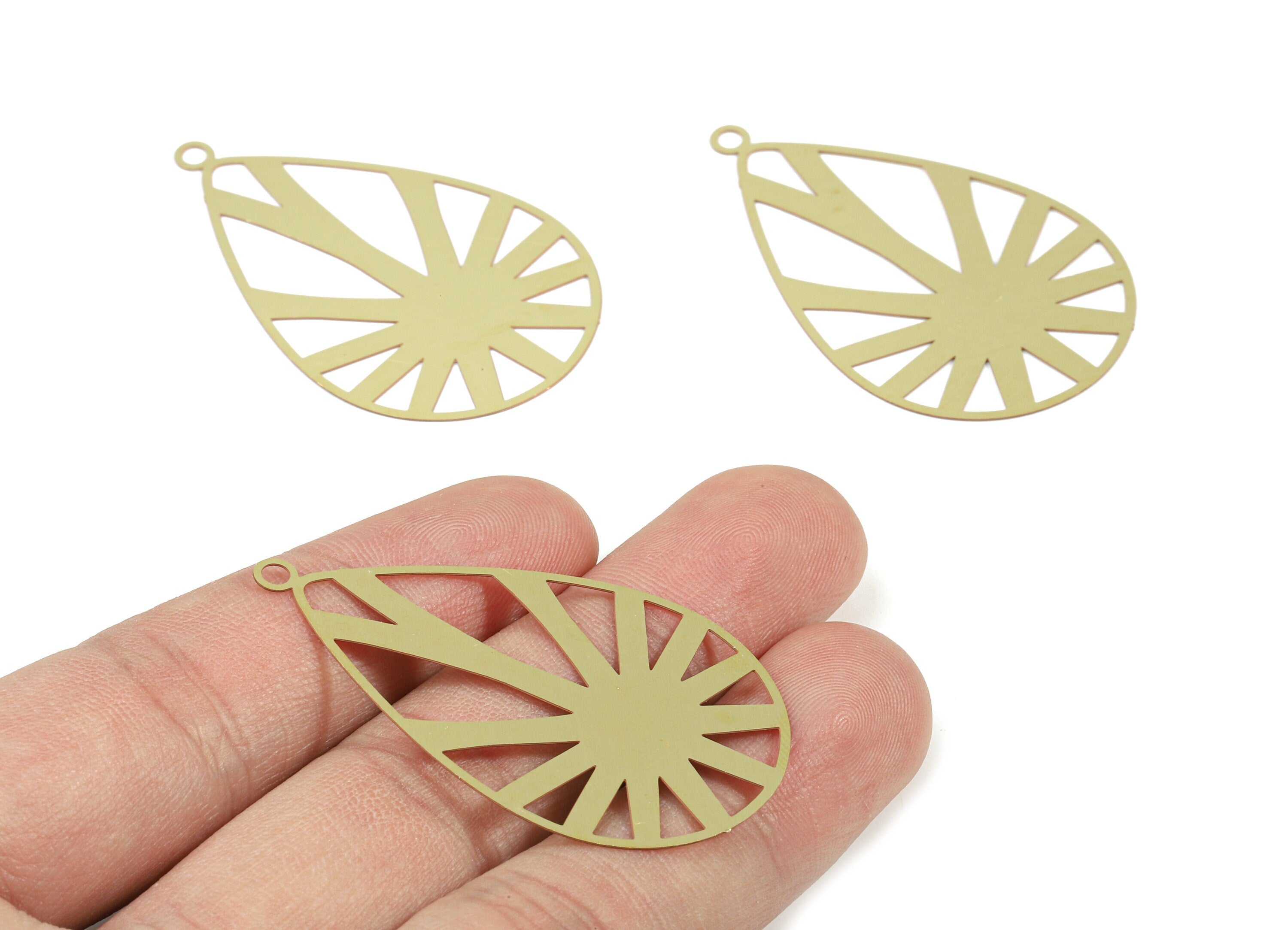 Brass Drop Earring Charms - Raw Brass Drop Pendant - Earring Findings - Jewelry Supplies - 47.35x29.87x0.37mm - JJB5863 - DOMEDBAZAAR